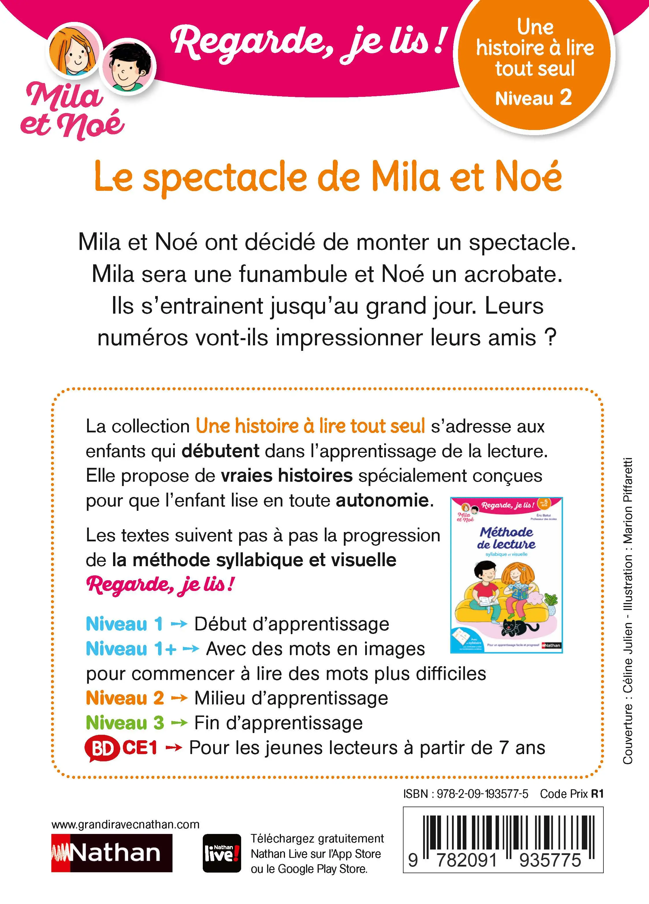Le Spectacle de Mila et Noé - Regarde je lis ! - Niveau 2 - Dès 5 ans   - Roman - 9782091935775 - page-intérieure2