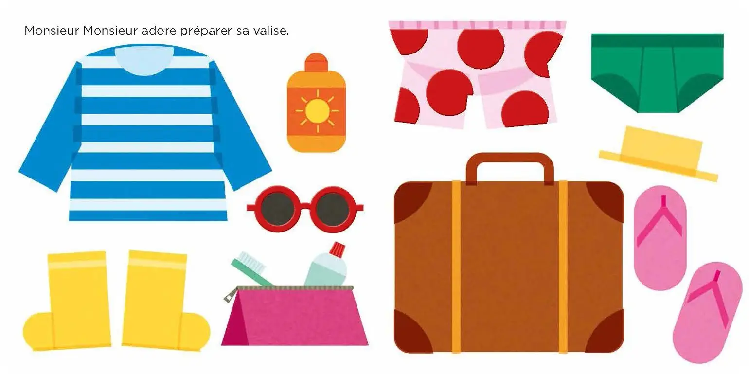 Les vacances de monsieur Monsieur  - Livre à toucher - Dès 2 ans - Album(s) - 9782092491638 - page intérieure2