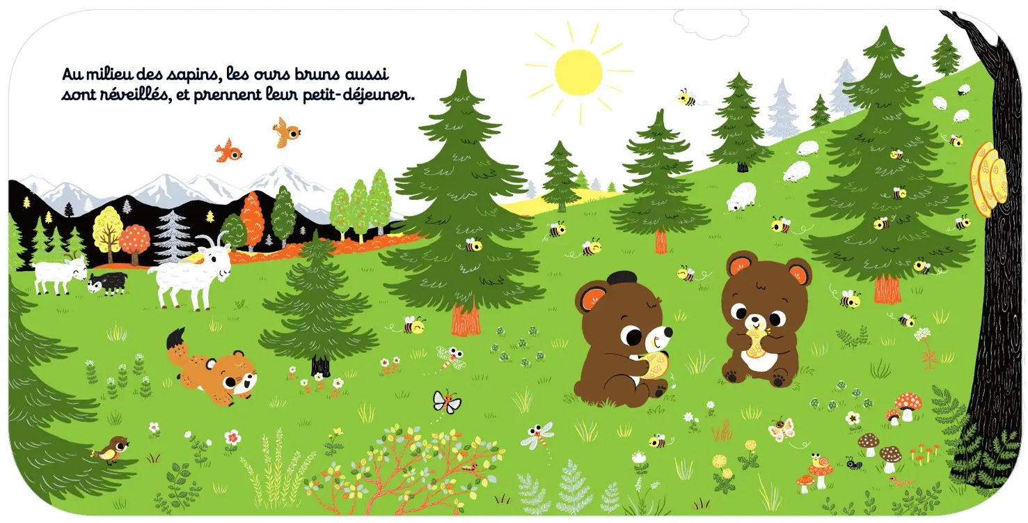 Regarde dans la montagne - Livre d'éveil à toucher pour les bébés, dès 6 mois - Livre d'éveil - 9782092492857 - page-interieure2