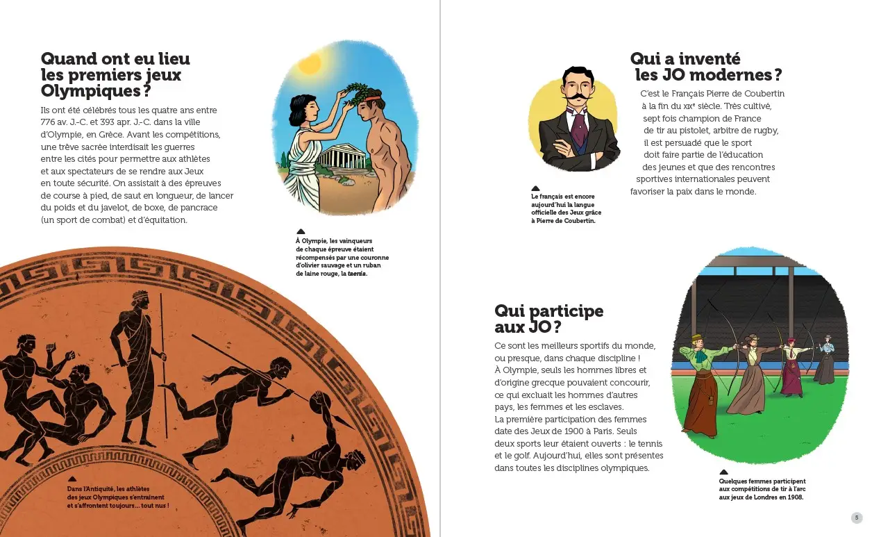Les Jeux Olympiques - Questions/Réponses - Pour tout savoir sur l'Histoire et le déroulé des Jeux Olympiques - Pour les enfants à partir de 7 ans - Livre documentaire - 9782092564042 - page-interieure2