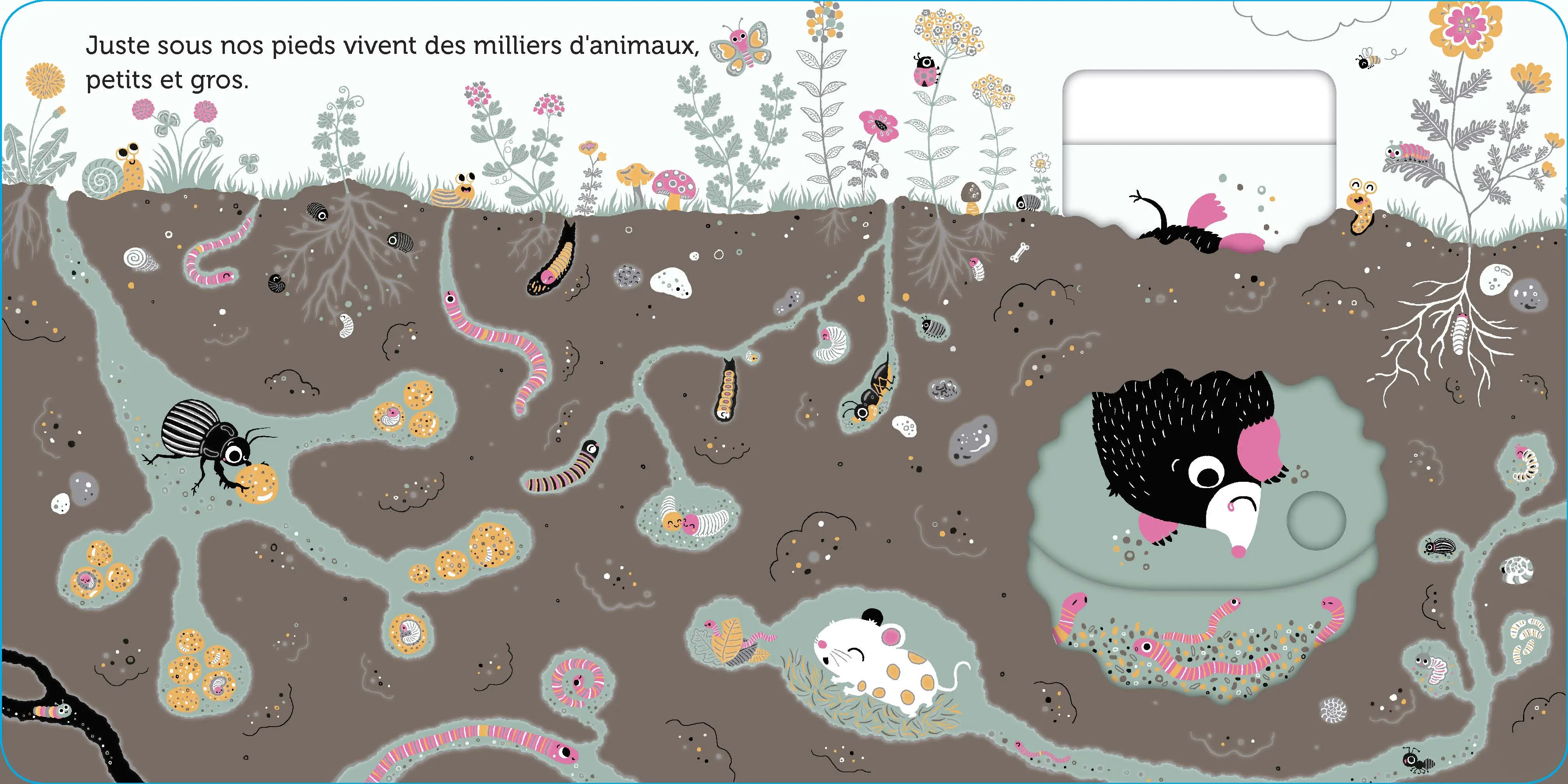 Promenade sous la terre - livre d'éveil animé, pour les bébés dès 6 mois - Livre d'éveil - 9782092596586 - page-interieure2