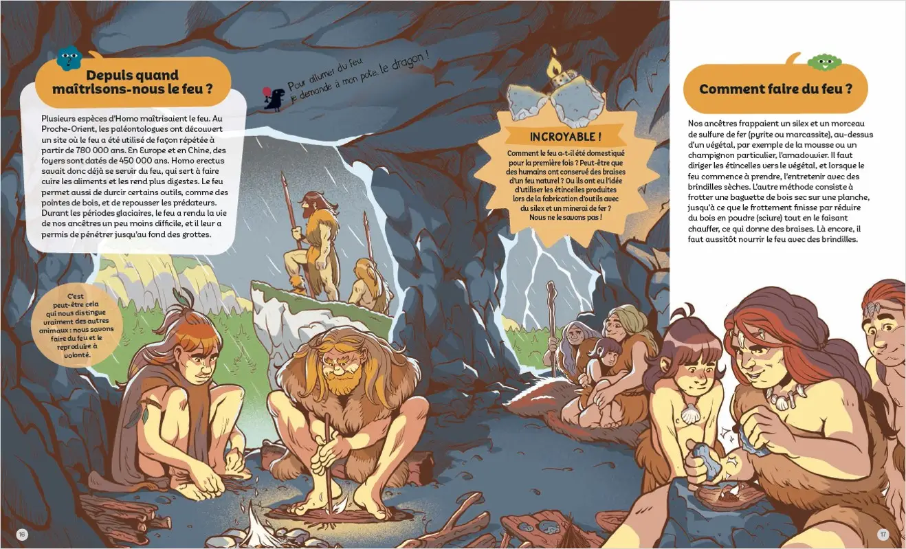 La préhistoire - Questions/Réponses - Un voyage fascinant  à la découverte de nos origines - dès 7 ans - Livre documentaire - 9782095000684 - page-interieure2