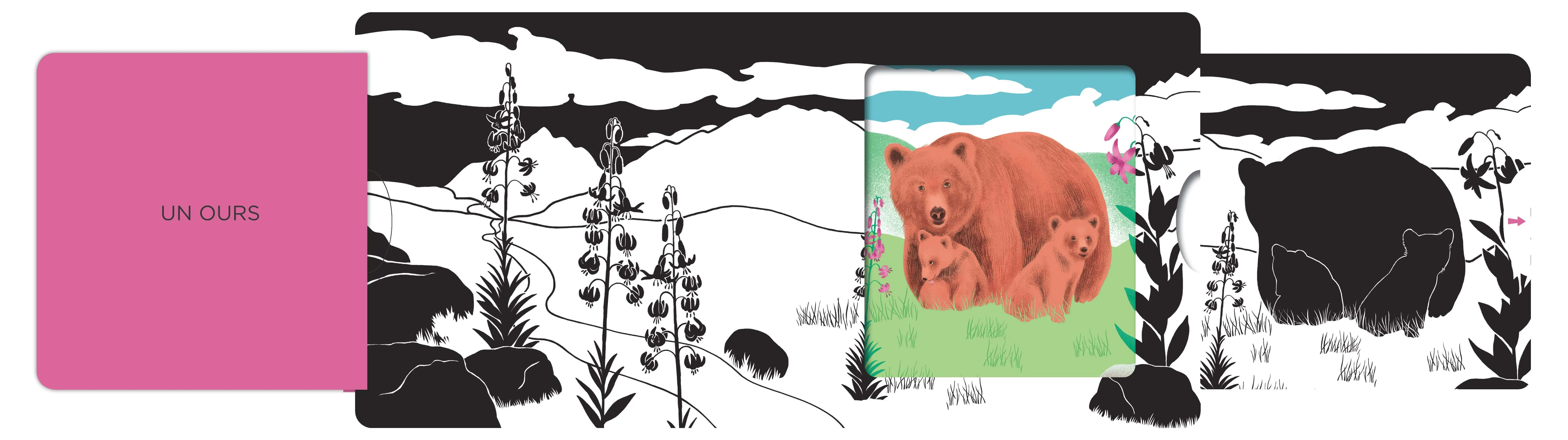 La montagne - Un livre en noir et blanc qui passe en couleurs grâce aux animations, pour les bébés des 6 mois. Les belles couleurs - Livre d'éveil - 9782095013851 - page-interieure2