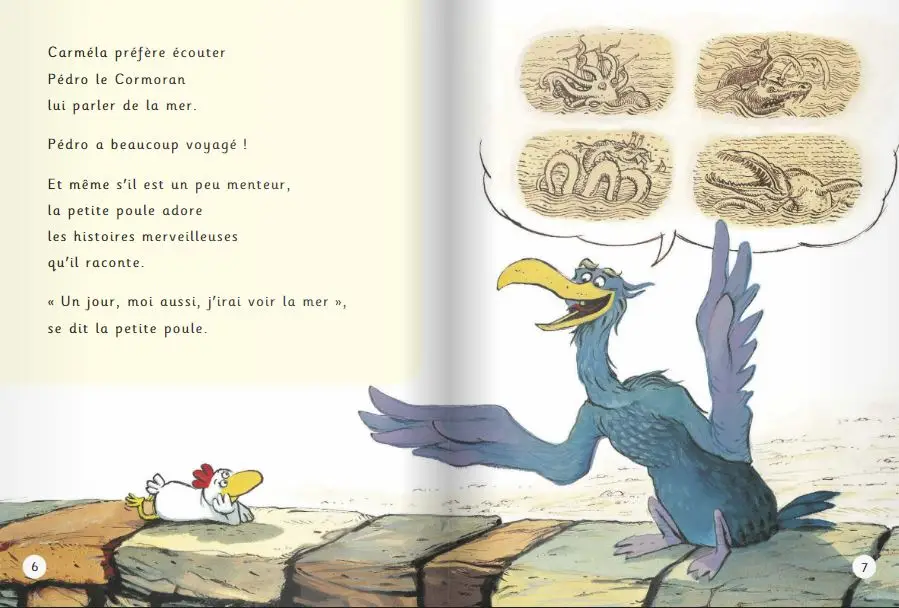 La petite poule qui voulait voir la mer - Album Dyscool - adapté aux enfants DYS ou dyslexiques - Dès 6 ans - Roman - 9782095020132 - page-interieure2
