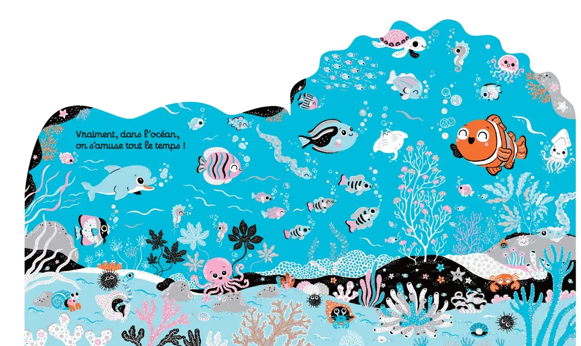 La journée de petit poisson -  Livre d'éveil tout carton découpé en paysages - pour les bébés dès 6 mois - Livre d'éveil - 9782095024499 - page-interieure2