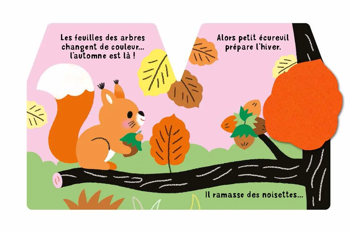 Cache-cache petit écureuil - avec flaps en feutrine découpés - Dès 6 mois - Livre d'éveil - 9782095027278 - page-interieure2