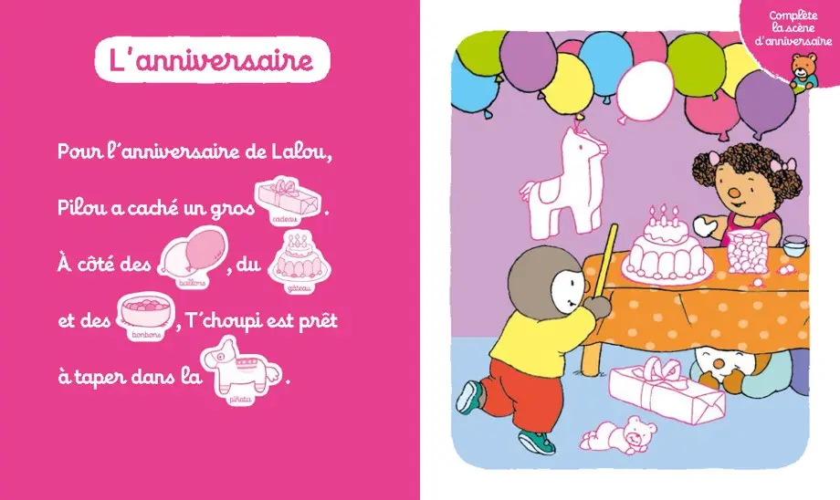T'choupi - Mes meilleurs copains - Un cahier à compléter avec plus de 50 autocollants - Dès 2 ans - Cahier d'activités - 9782095029357 - page-intérieure2