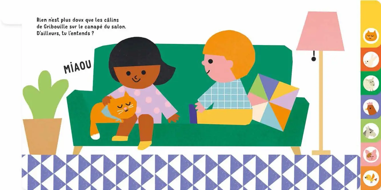 Oh les animaux ! - Un livre tout carton avec 8 onglets pour découvrir les animaux - dès 10 mois - Livre d'éveil - 9782095030254 - page-interieure2