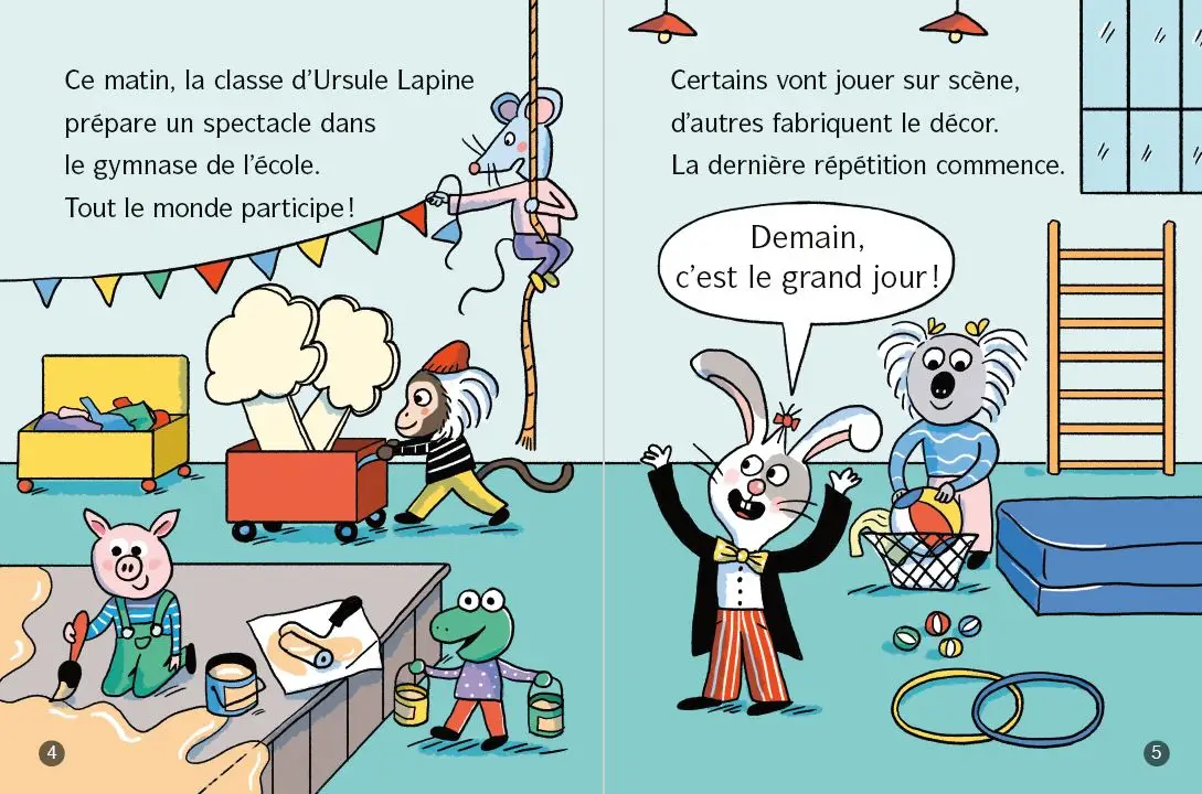Ursule Lapine, détective au CP: Les clous du spectacle - Lune Bleue - Dès 6 ans - Roman - 9782095030698 - page-interieure2