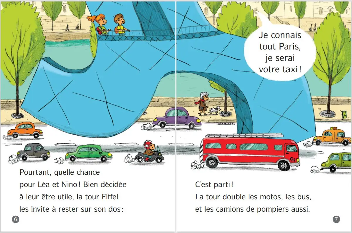 La tour Eiffel se balade à Paris - Lune Bleue - roman dès 6 ans - Roman - 9782095034245 - page-intérieure2