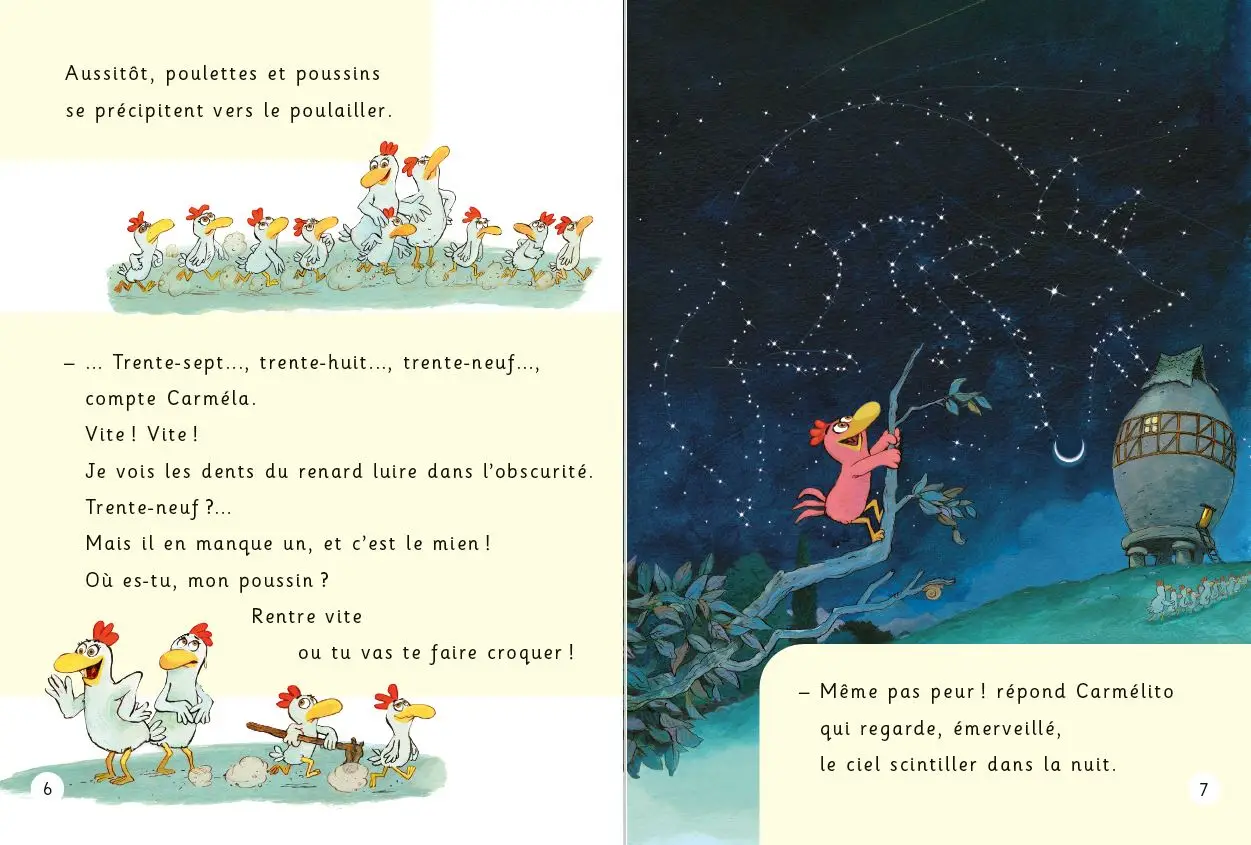 Les Petites Poules : Un poulailler dans les étoiles - Dyscool version adaptée aux DYS- Dès 6 ans - Roman - 9782095036782 - page-interieure2