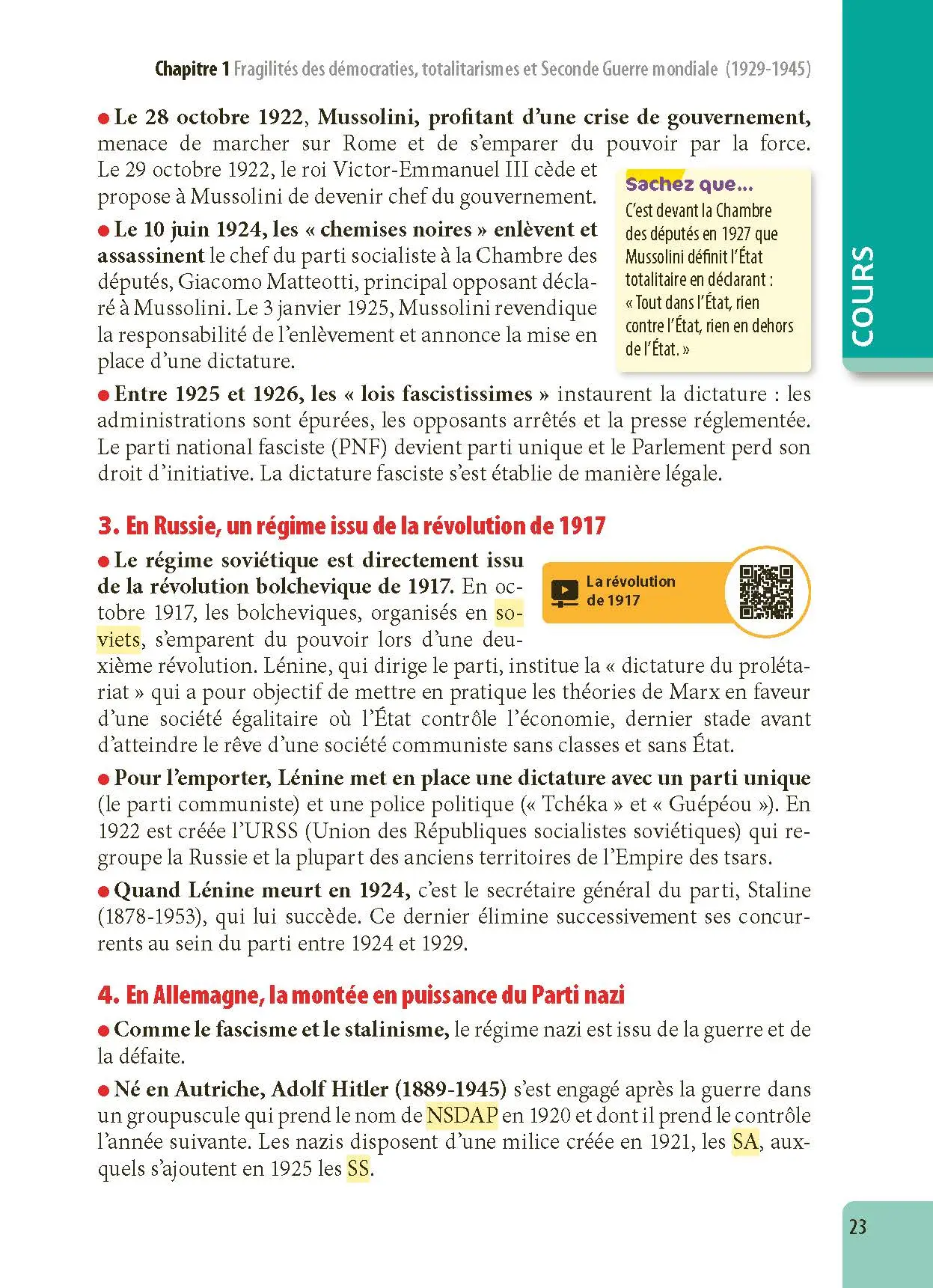 Histoire-Géographie Terminale - ABC Excellence - Bac 2027 - Enseignement commun Tle - Cours complets, Notions-clés et vidéos, Points méthode, Exercices et corrigés détaillés - Livre de cours, méthode et exercices - 9782091571430 -  [page intérieure23]