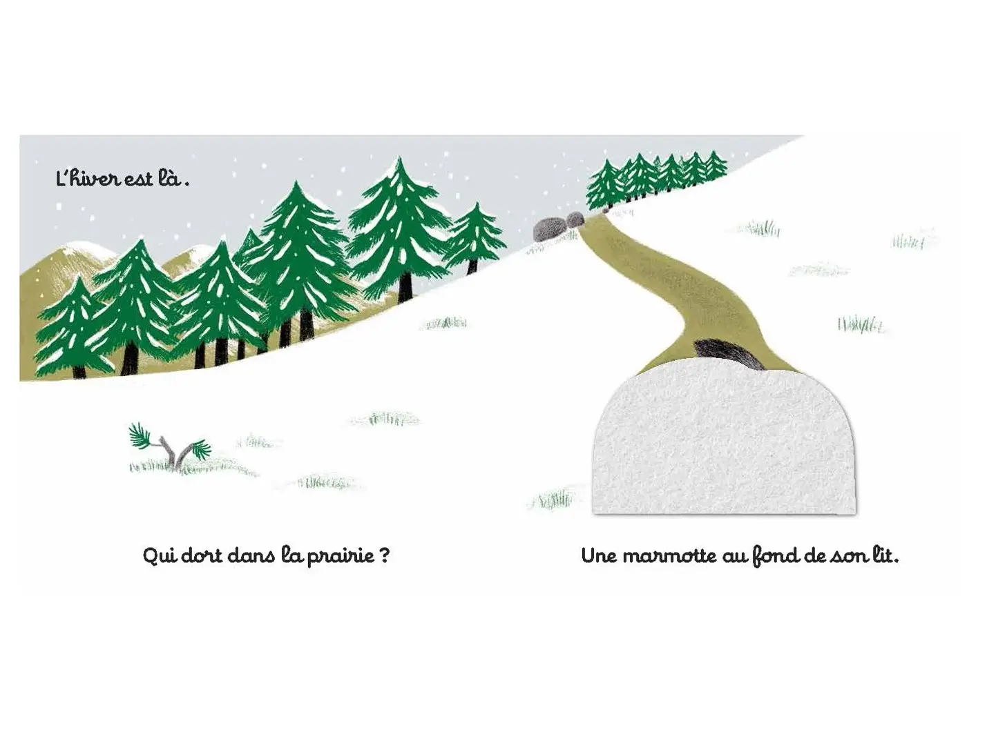 On se cache dans la neige - Livre d'éveil à toucher - dès 6 mois  - Livre d'éveil - 9782092492338 - page-interieure3