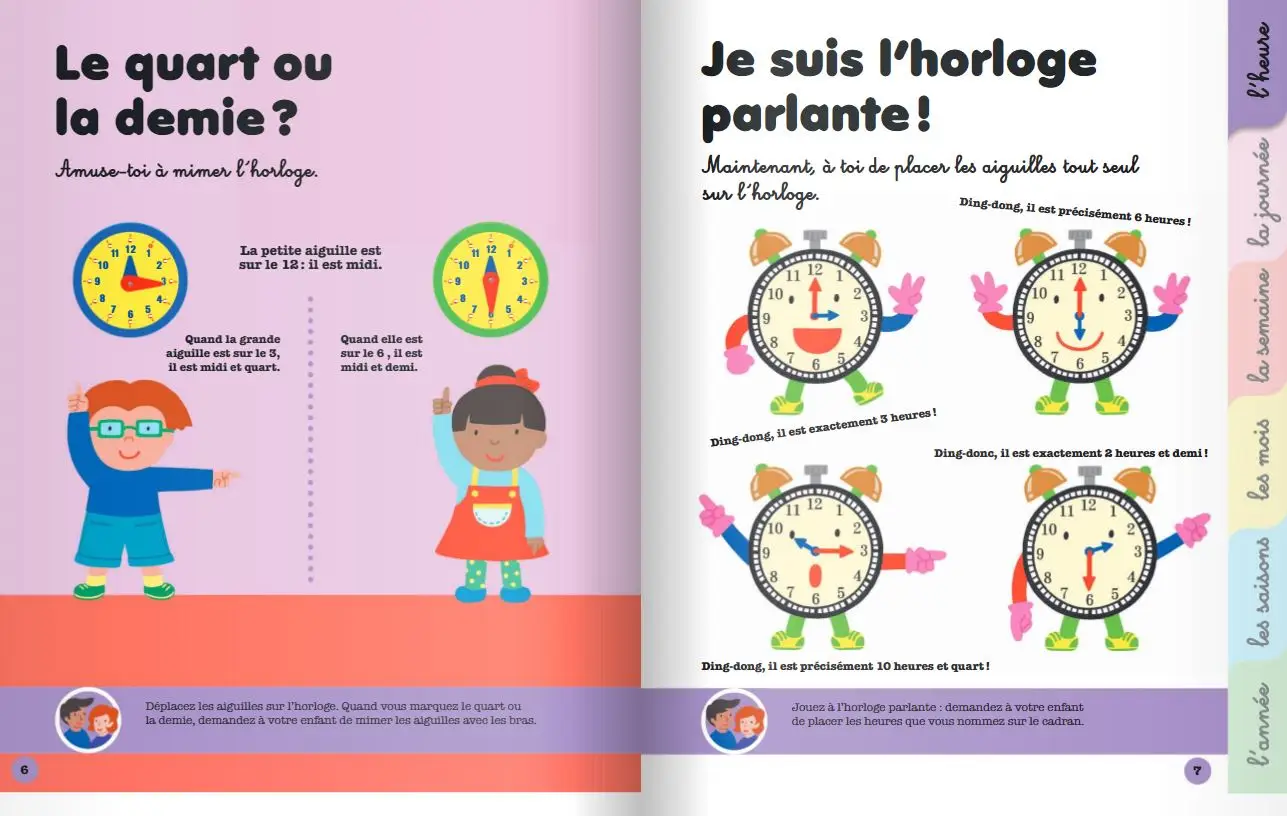 Mon premier livre-horloge - apprendre l'heure et la notion de temps pour les enfants dès 4 ans - Livre d'éveil - 9782092572139 - page intérieure3
