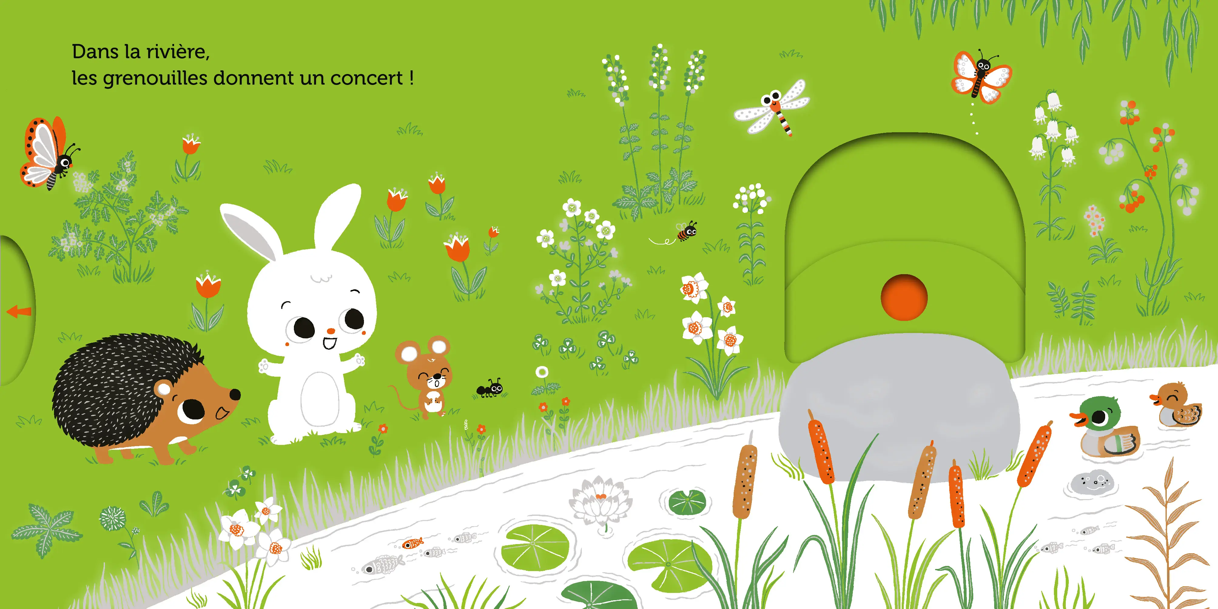 Promenade dans les prés - livre d'éveil animé, pour les bébés dès 6 mois - Livre d'éveil - 9782092592724 - page intérieure3