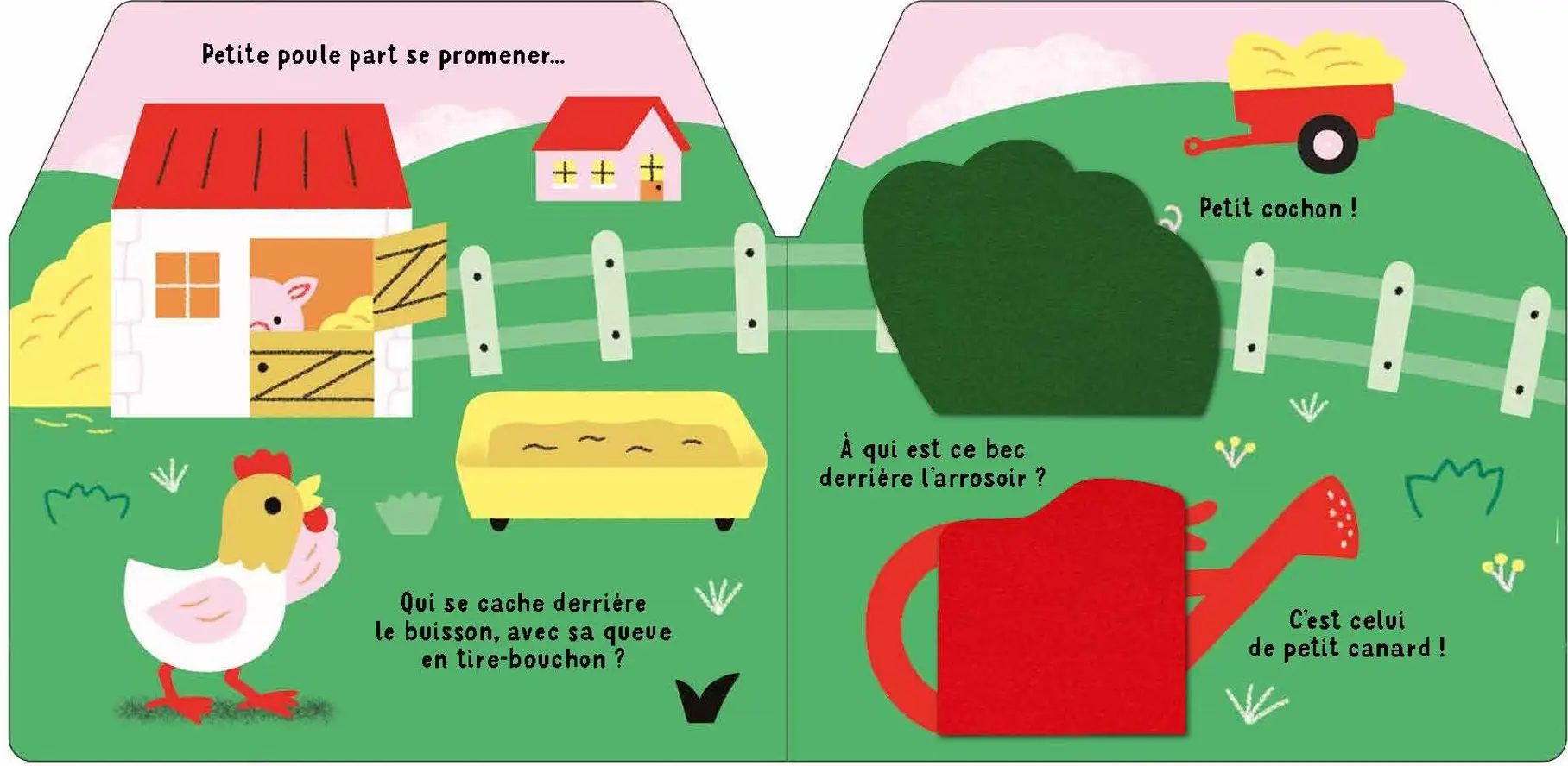 Cache-cache à la ferme - Un grand livre animé avec des flaps en feutrine - livre d'éveil pour les bébés dès 6 mois - Livre d'éveil - 9782095000417 - page-interieure3
