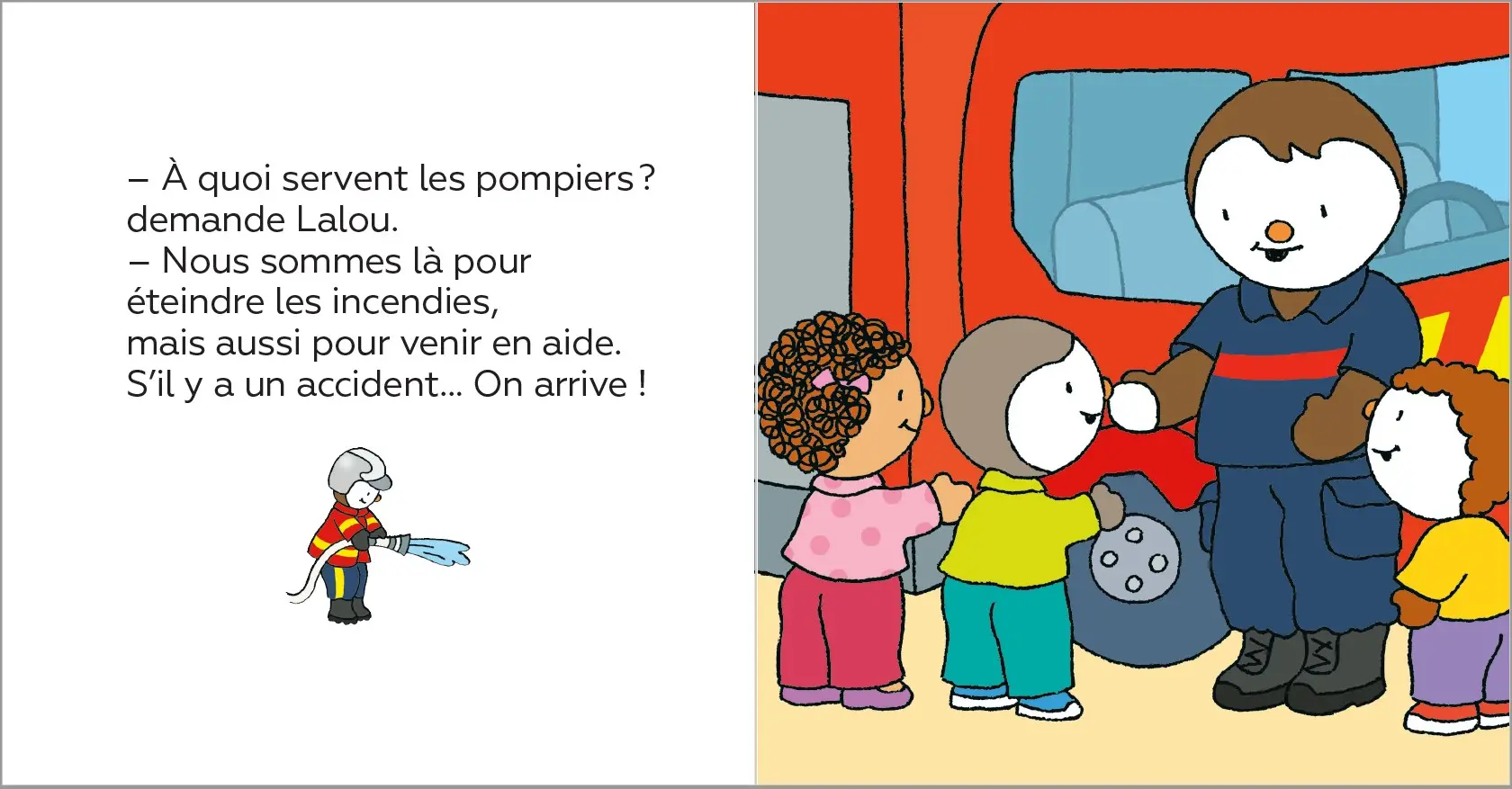  T'choupi visite la caserne de pompiers - Dès 2 ans - Un livre à lire et à écouter - Album(s) - 9782095018290 - page-interieure3