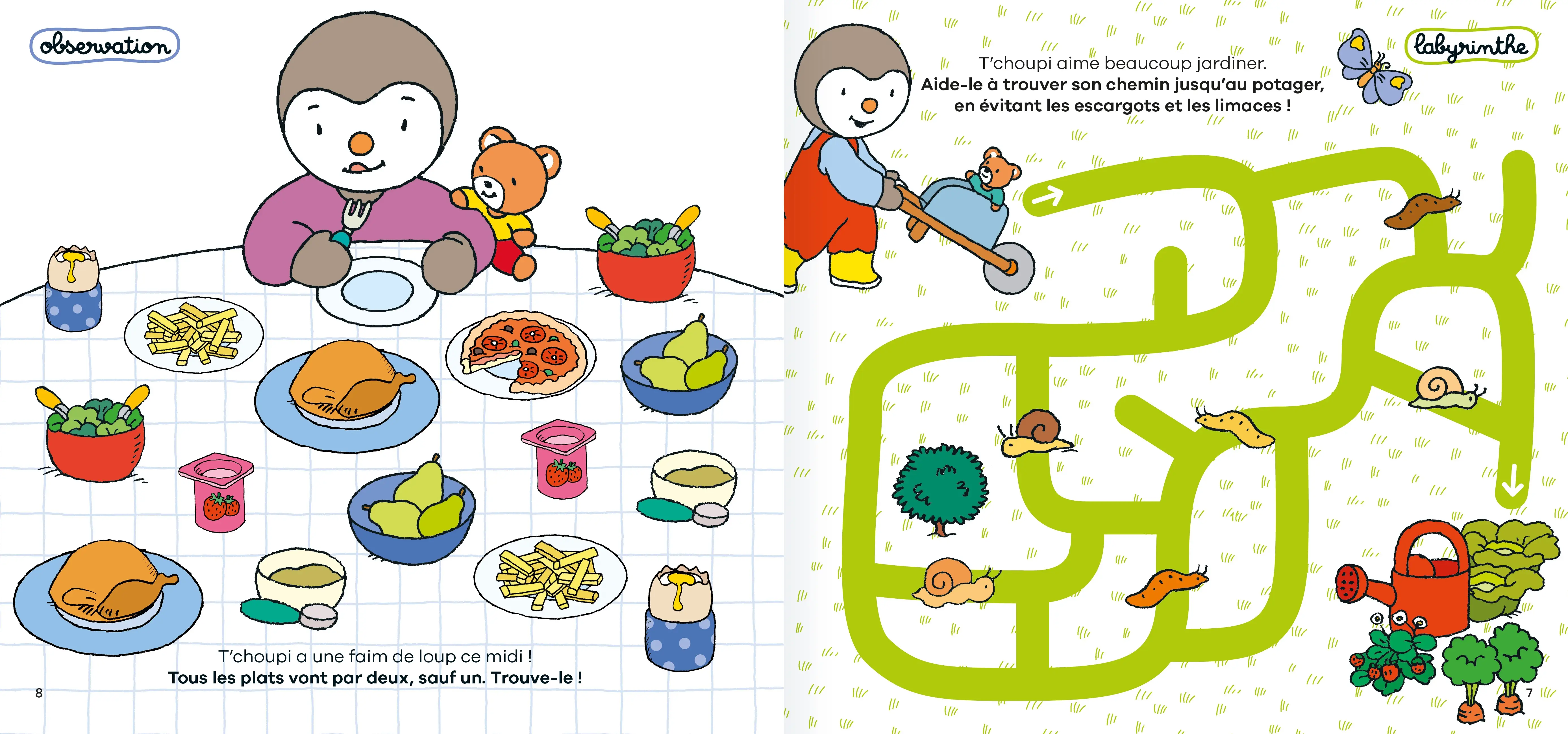 T'choupi - Mon cahier de jeux : labyrinthes, différences, points à relier, coloriages ... Plus de 100 jeux pour s'amuser -  Dès 2 ans - Cahier d'activités - 9782095029449 - page-interieure3