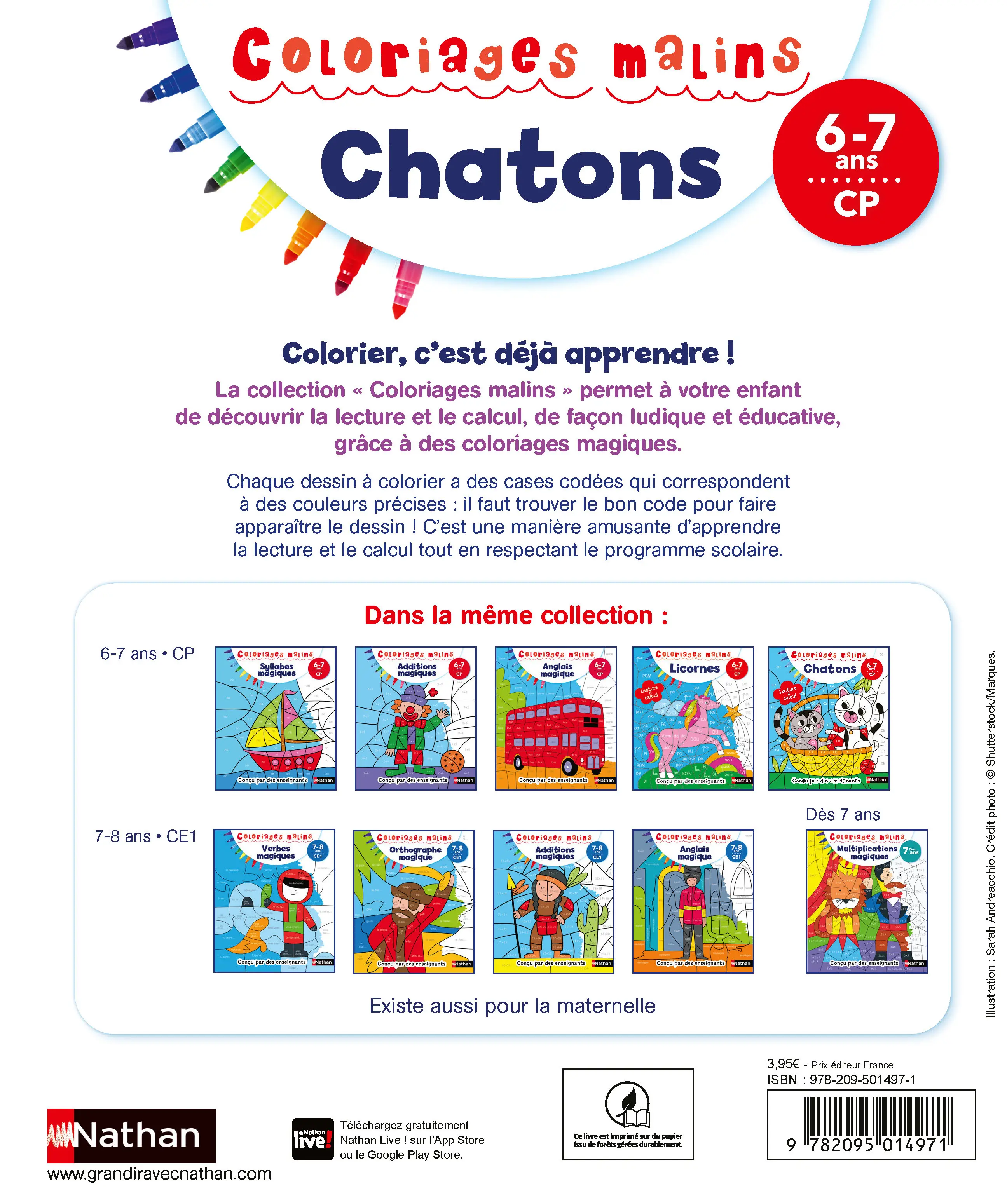 CP - Coloriages malins - Lecture et calcul CP - Pour apprendre en coloriant - 6-7 ans - Chatons - Cahier d'activités - 9782095029661 - page-interieure3