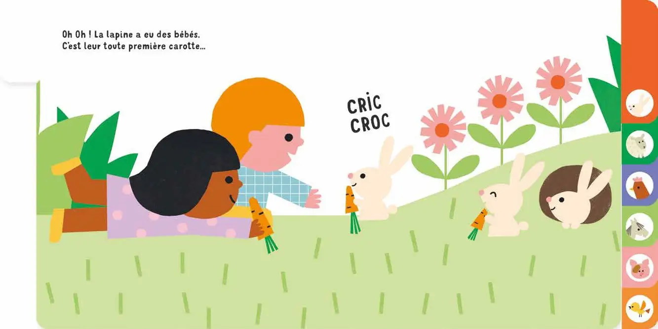 Oh les animaux ! - Un livre tout carton avec 8 onglets pour découvrir les animaux - dès 10 mois - Livre d'éveil - 9782095030254 - page-interieure3