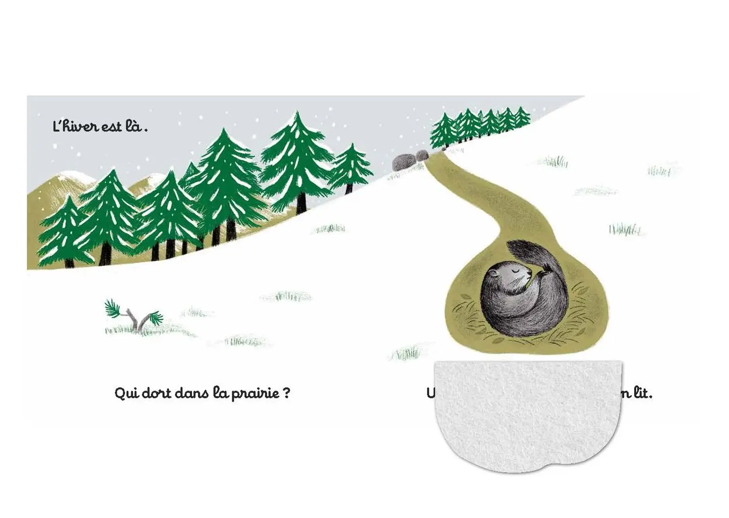 On se cache dans la neige - Livre d'éveil à toucher - dès 6 mois  - Livre d'éveil - 9782092492338 - page-interieure4