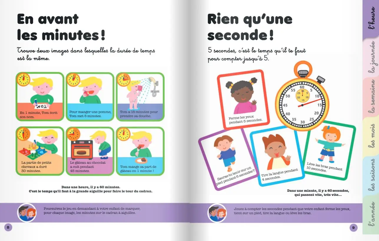 Mon premier livre-horloge - apprendre l'heure et la notion de temps pour les enfants dès 4 ans - Livre d'éveil - 9782092572139 - page intérieure4