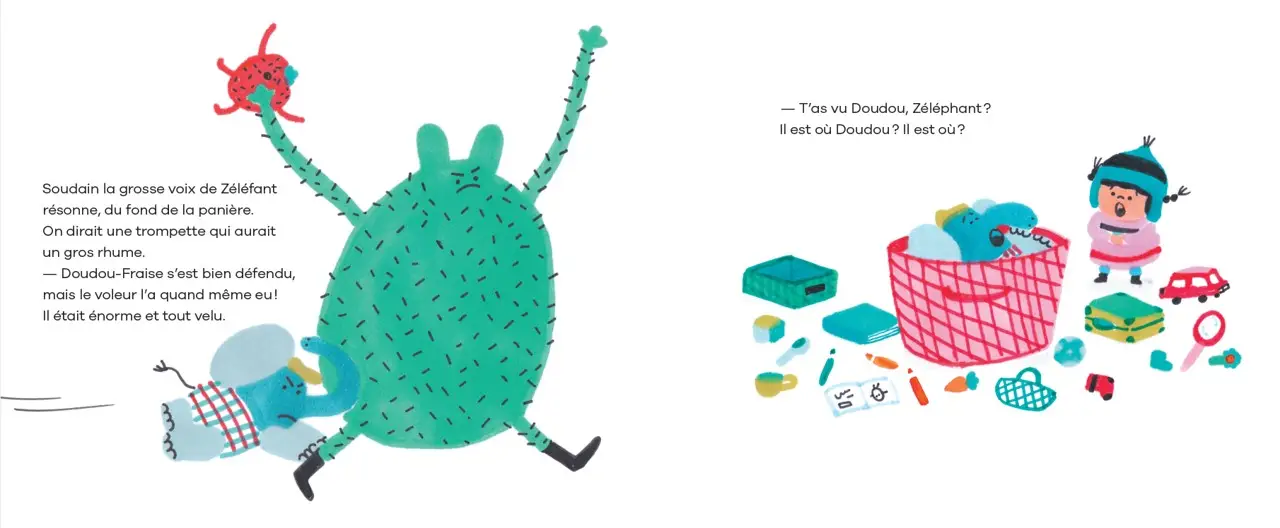 On a volé Doudou-Fraise - Un album illustré et tendre sur l'attachement au doudou - dès 2 ans - Album(s) - 9782095037437 - page-interieure4