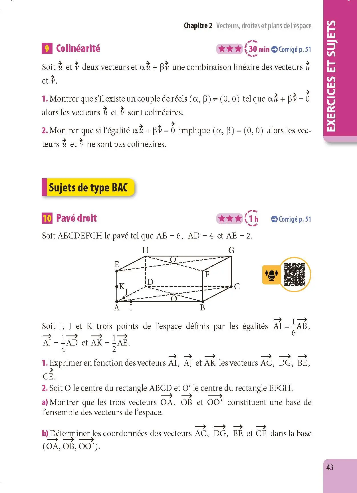 Maths Terminale - ABC Excellence - Bac 2027 - Enseignement de spécialité Tle - Cours complets, Notions-clés et vidéos, Points méthode, Exercices et corrigés détaillés - Livre de cours, méthode et exercices - 9782091571386 -  [page intérieure43]