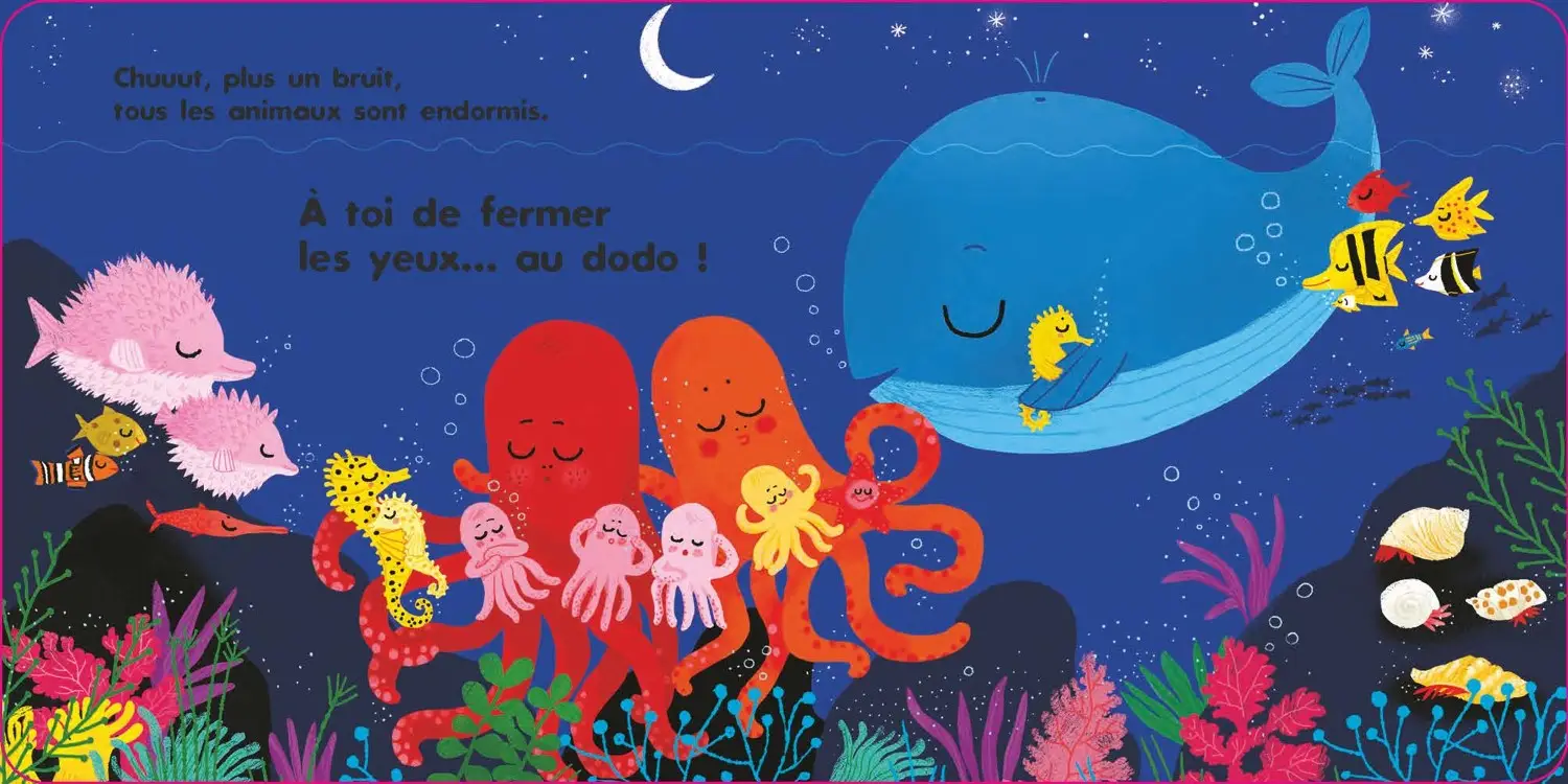 Au dodo - les amis de la mer - Livre animé Dès 6 mois - Pour accompagner le rituel du coucher des bébés - Livre d'éveil - 9782092493816 - page-interieure7