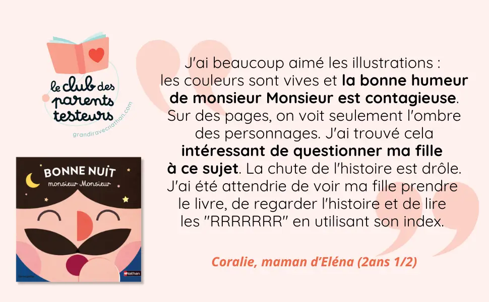 Bonne nuit monsieur Monsieur - Livre à toucher - Dès 2 ans - Album(s) - 9782095014568 - page-interieureAVIS