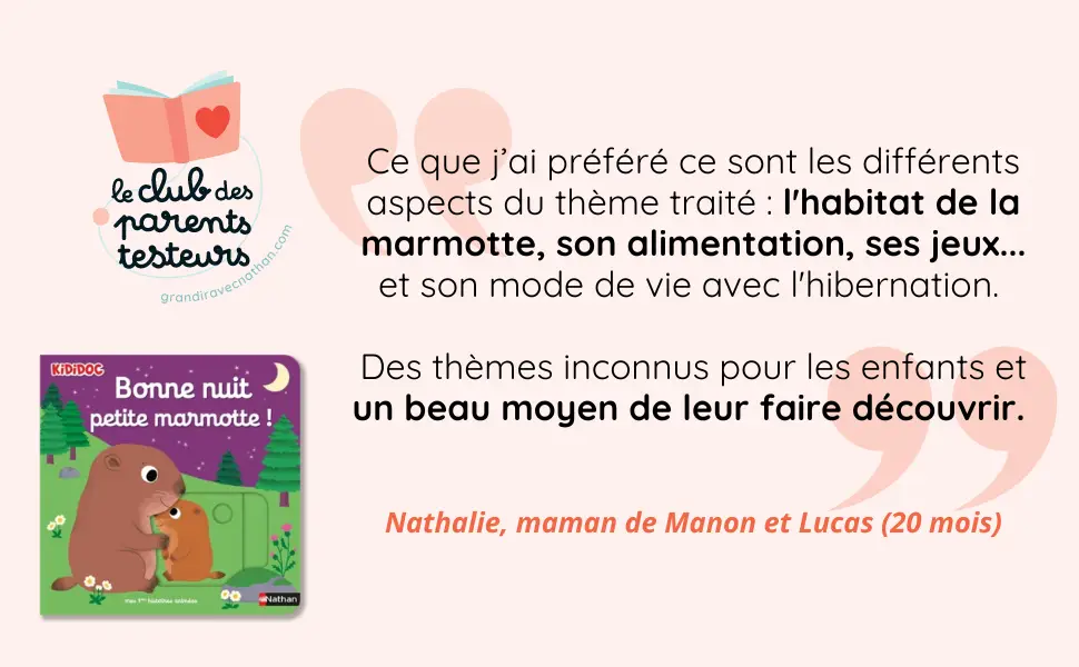 Bonne nuit petite marmotte ! - Livre d'éveil animé pour les bébés dès 1 an - Livre documentaire - 9782095012908 - page-interieureAVIS2