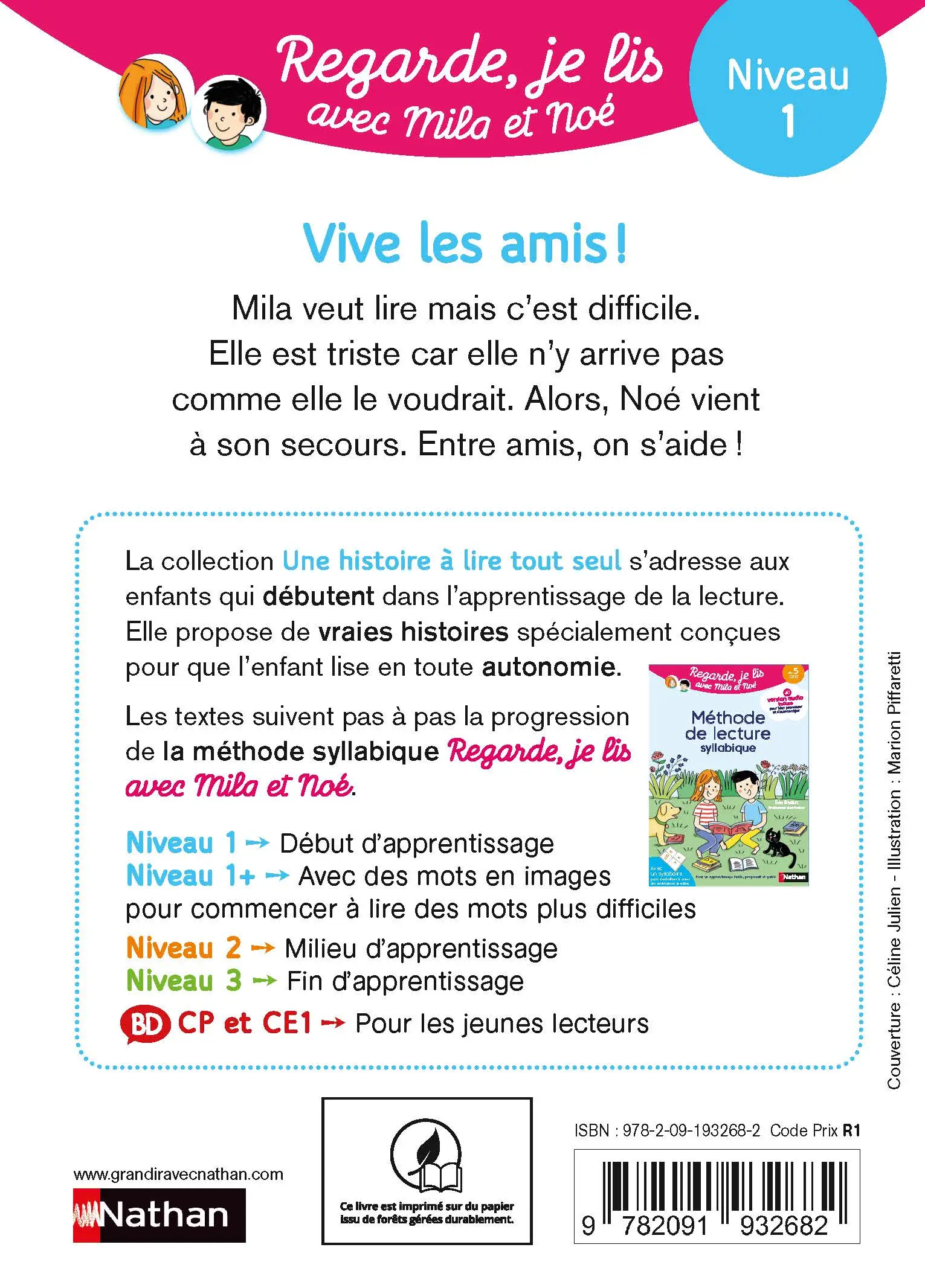 Regarde, je lis avec Noé et Mila -  lecture CP -  Niveau 1 - Vive les amis ! - Roman - 9782091932682 - page-interieurePLAT4