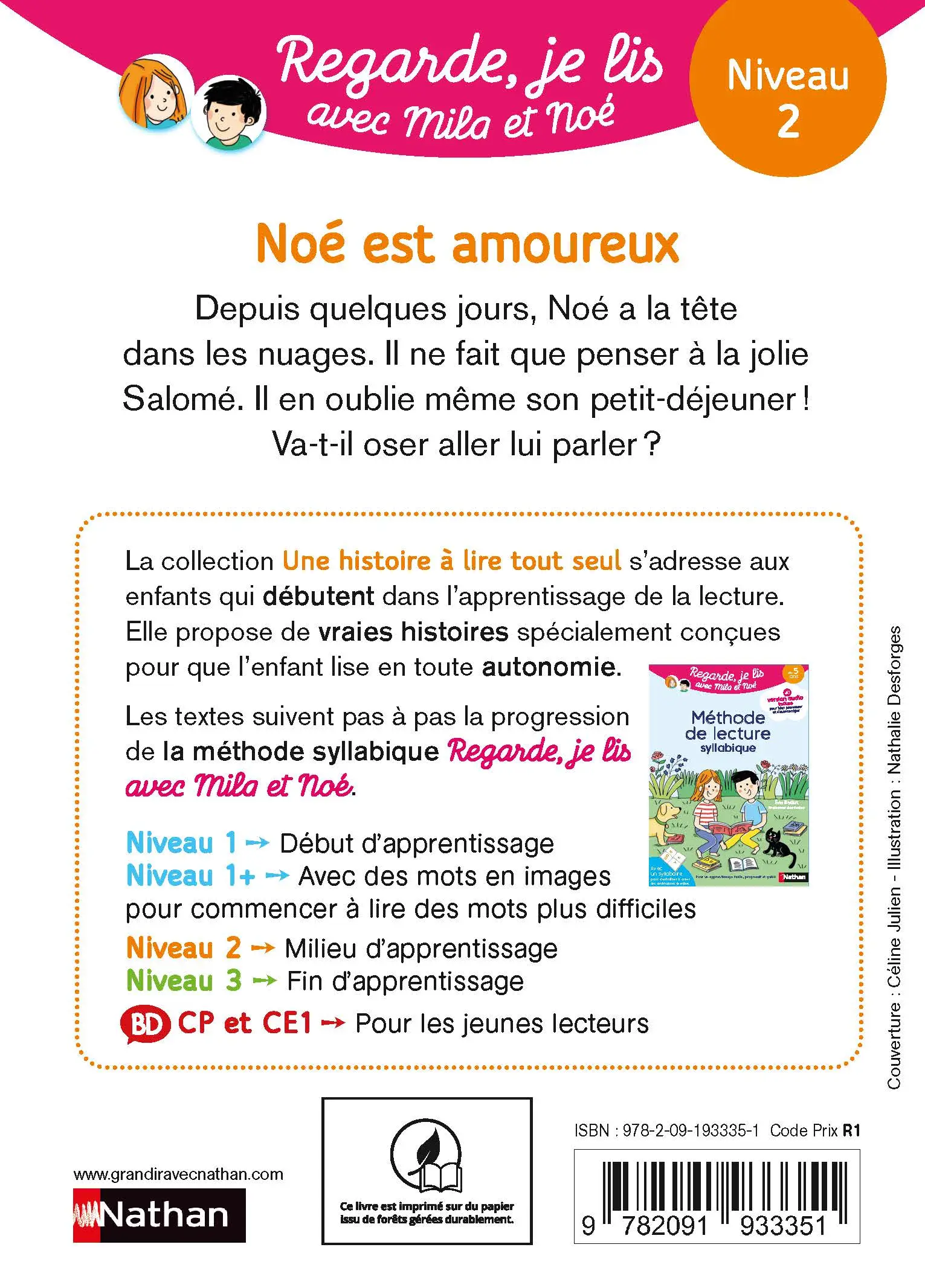 Regarde, je lis avec Noé et Mila  -  lecture CP -  Niveau 2 - Noé est amoureux  - Roman - 9782091933351 - page-interieurePLAT4