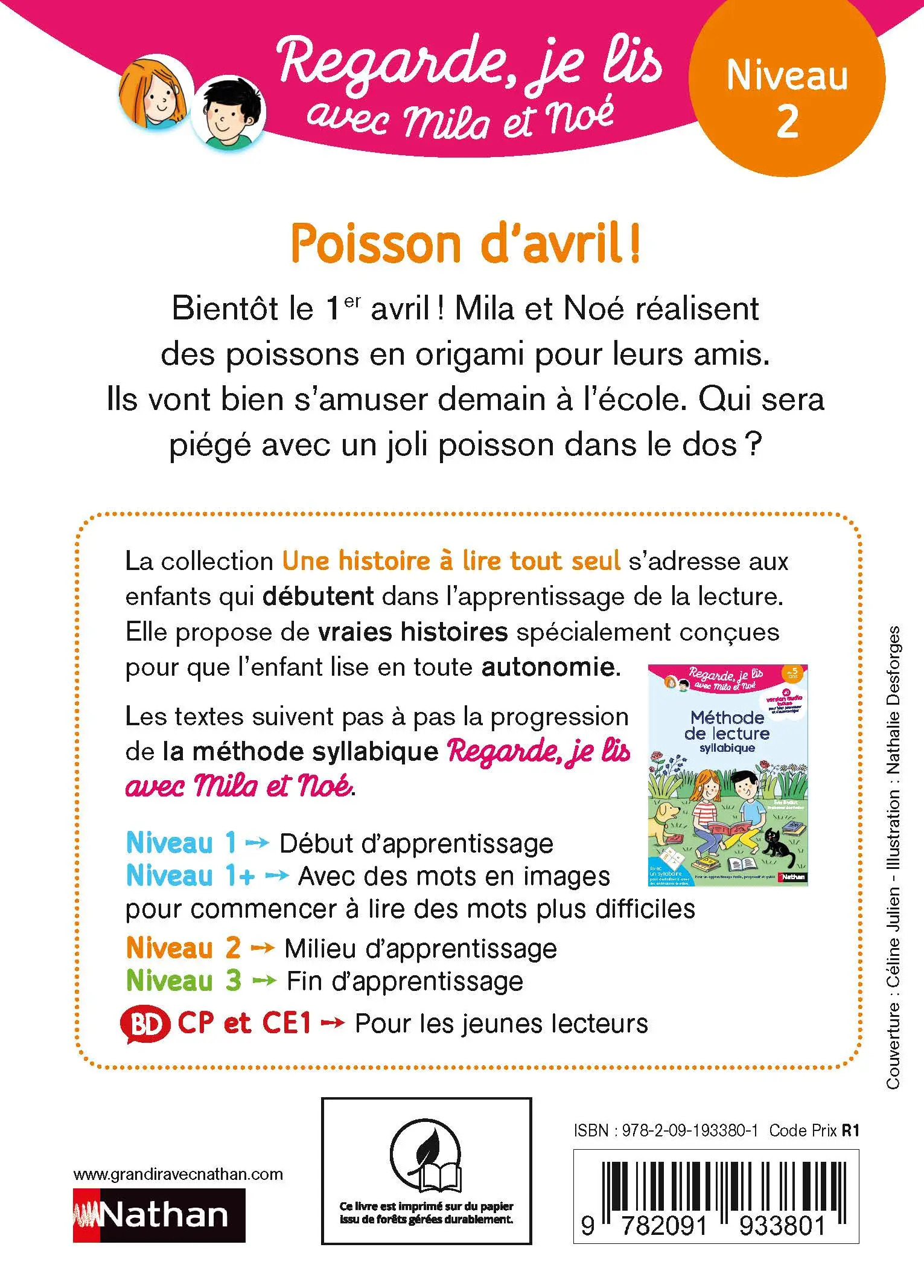 Regarde, je lis avec Noé et Mila - Lecture CP -  Niveau 2 - Poisson d'avril - Roman - 9782091933801 - page-interieurePLAT4