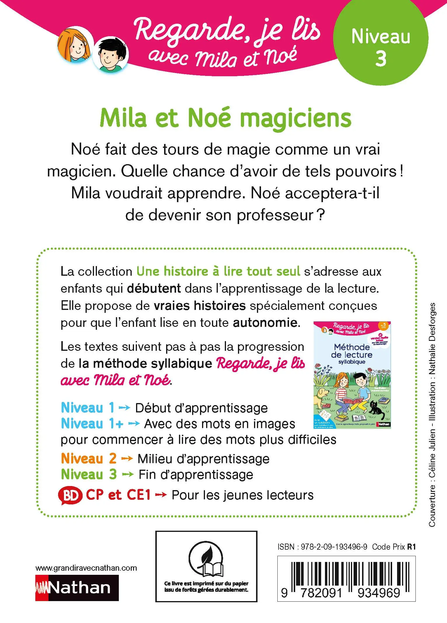 Regarde, je lis avec Mila et Noé - lecture CP - Niveau 3 - Mila et Noé magiciens - Roman - 9782091934969 - page-interieurePLAT4