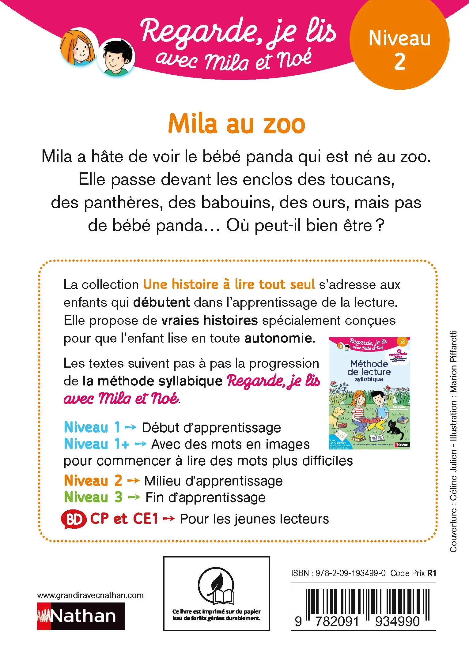 Regarde, je lis avec Noé et Mila - Lecture CP - Niveau 2 - Mila au zoo - Dès 5 ans - Roman - 9782091934990 - page-interieurePLAT4