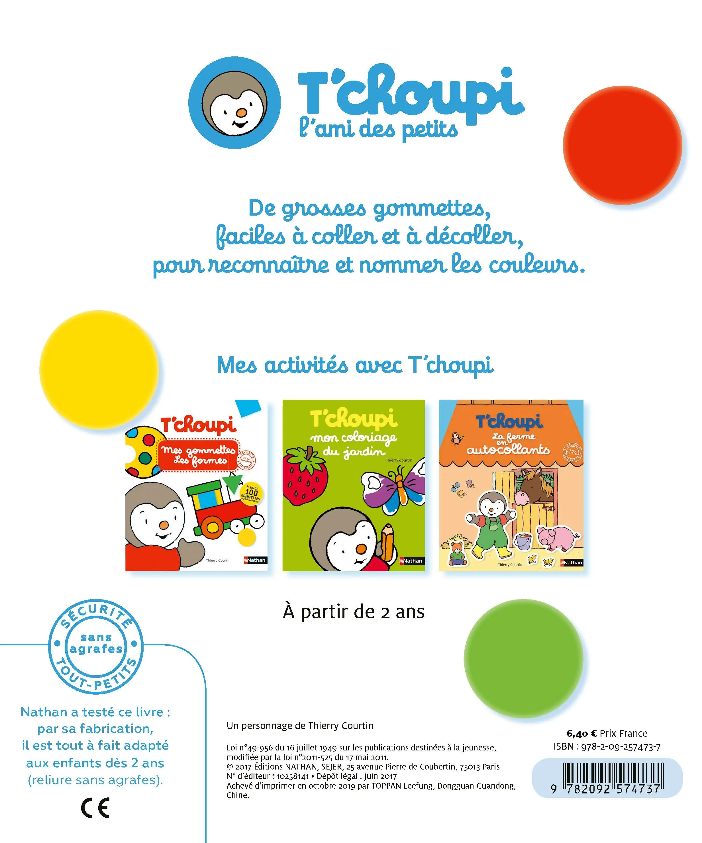Mes gommettes T'choupi - Les couleurs - Plus de 100 gommettes repositionnables Dès 2 ans - Cahier d'activités - 9782092574737 - page-interieurePLAT4