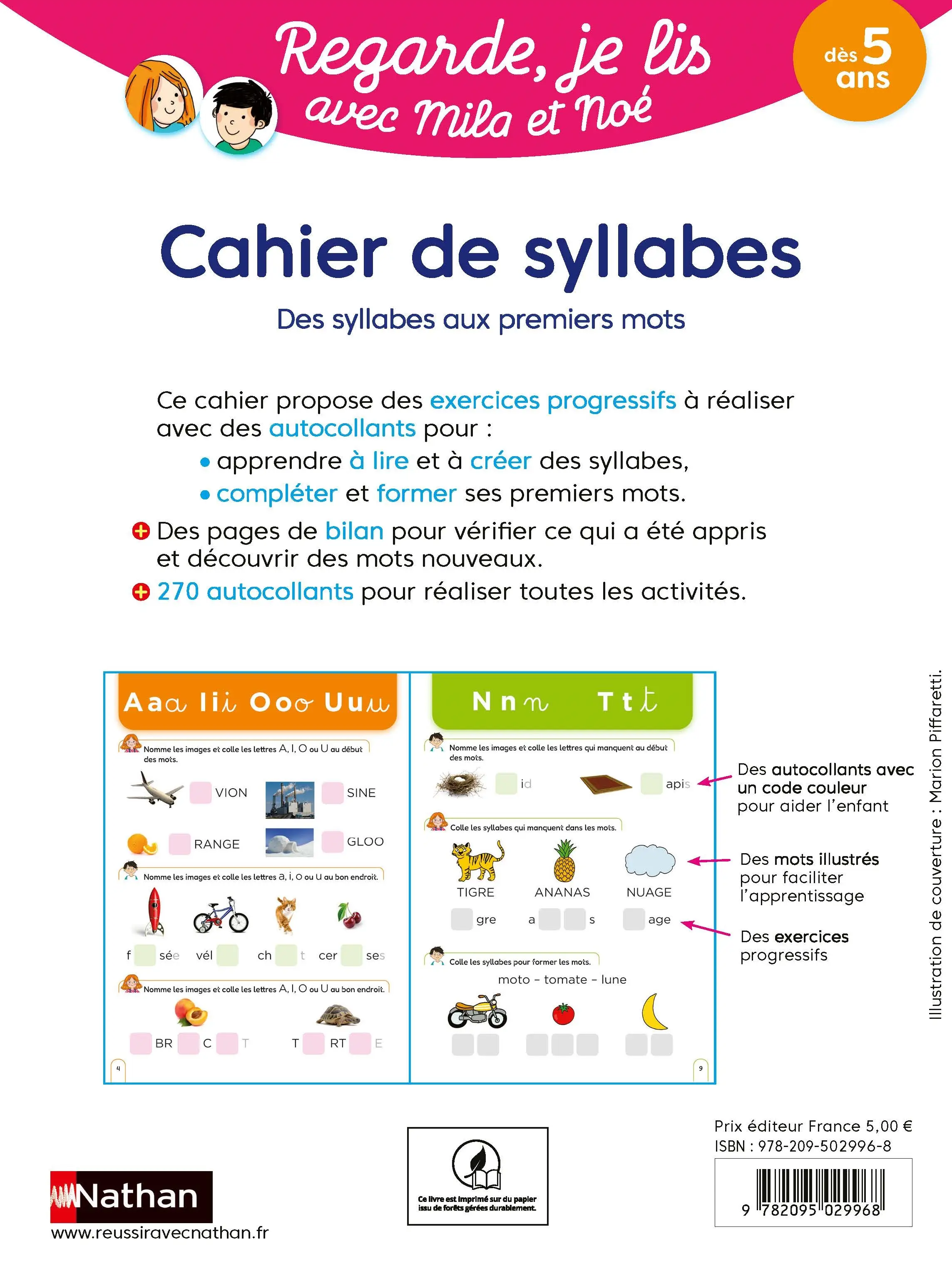 Cahier de syllabes  - Regarde, je lis ! - dès 5 ans - Cahier d'exercices - 9782095029968 - page-interieurePLAT4