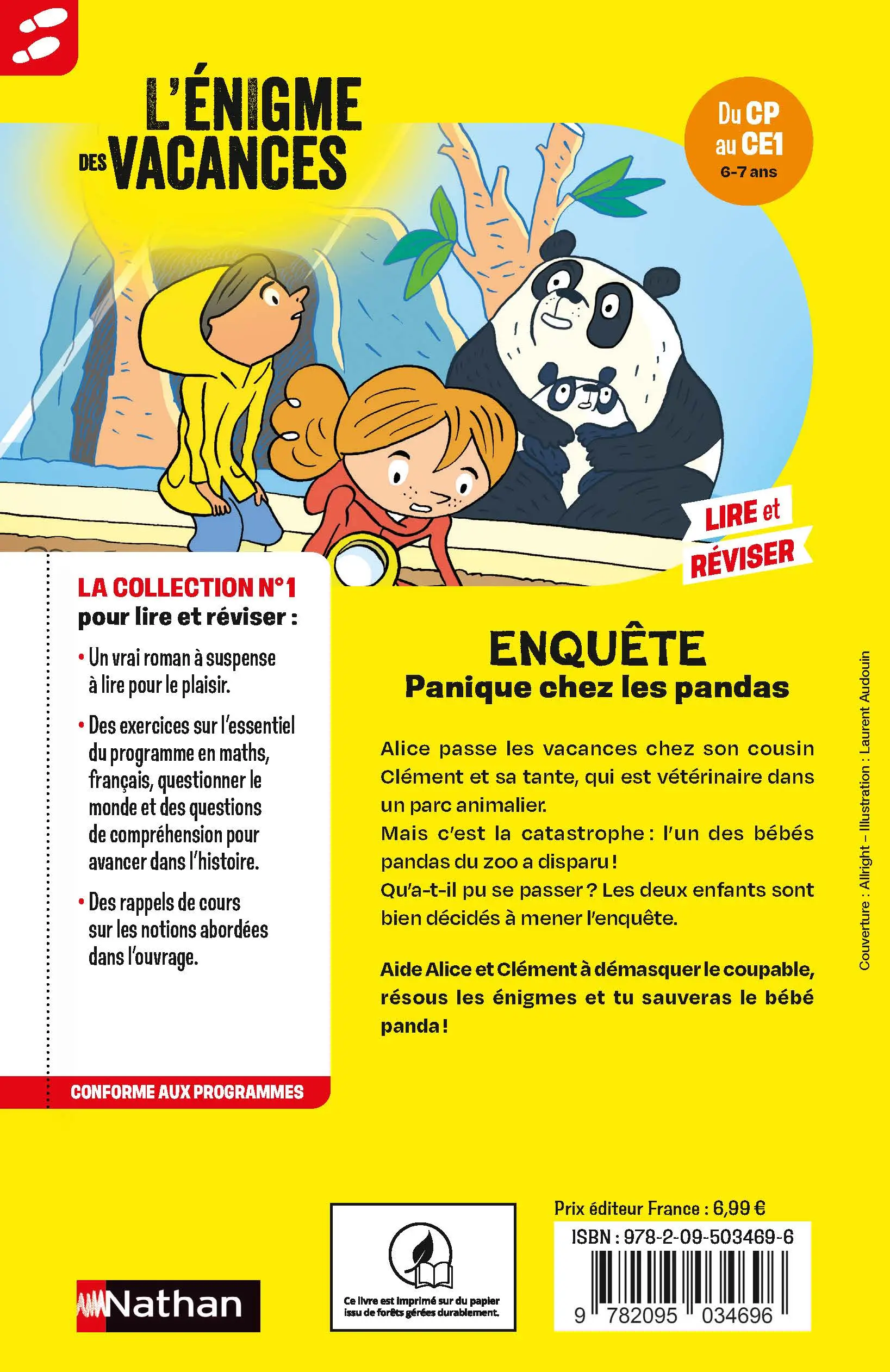 Enquête - L'énigme des Vacances - CP-CE1 Panique chez les pandas - Cahier de vacances - Cahier de vacances - 9782095034696 - page-interieurePLAT4