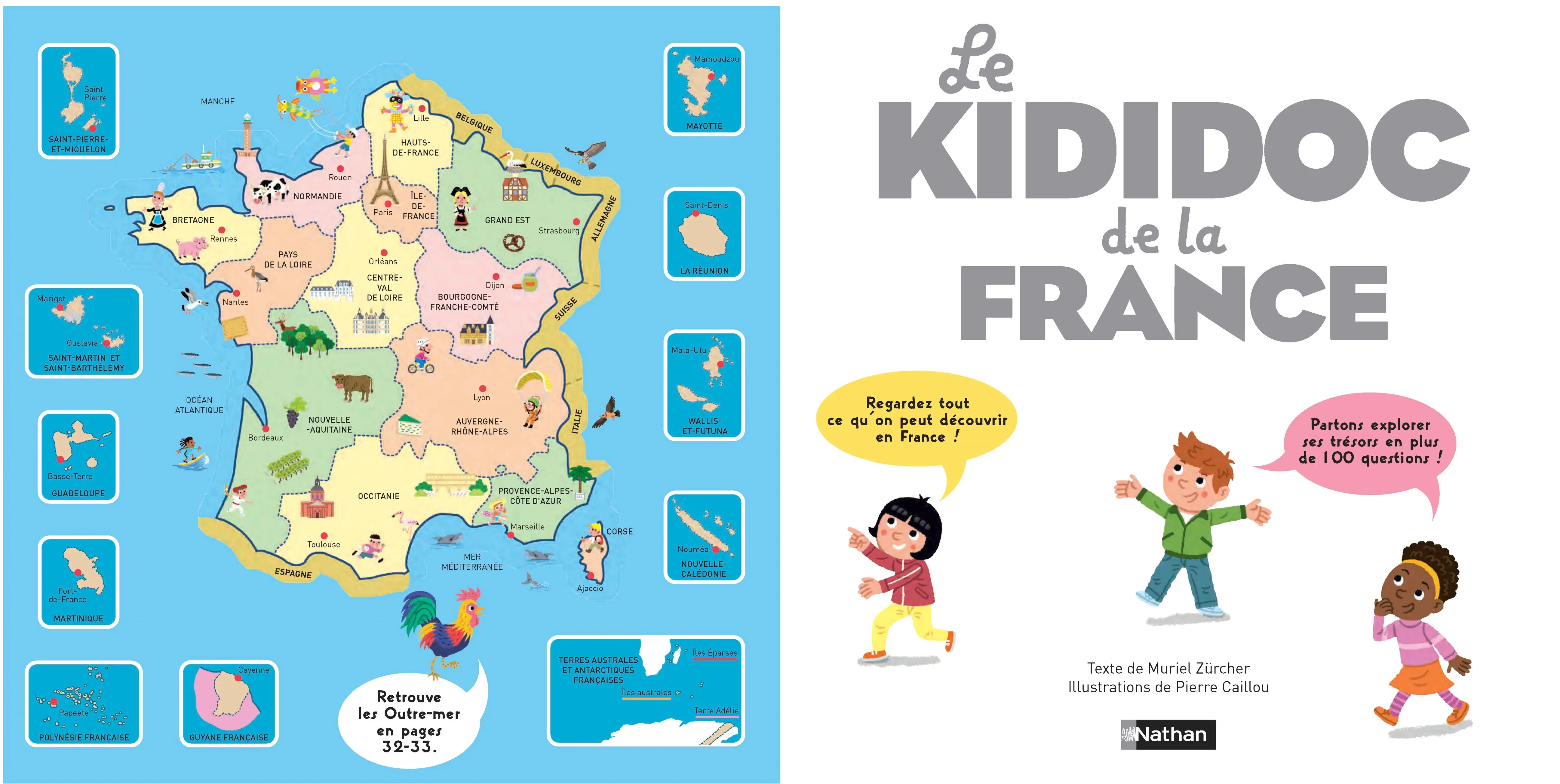 Le Kididoc de la France - Livre documentaire animé - Découverte des 13 régions de France et des Outremer - Livre documentaire - 9782095043674 - Pages intérieures 01
