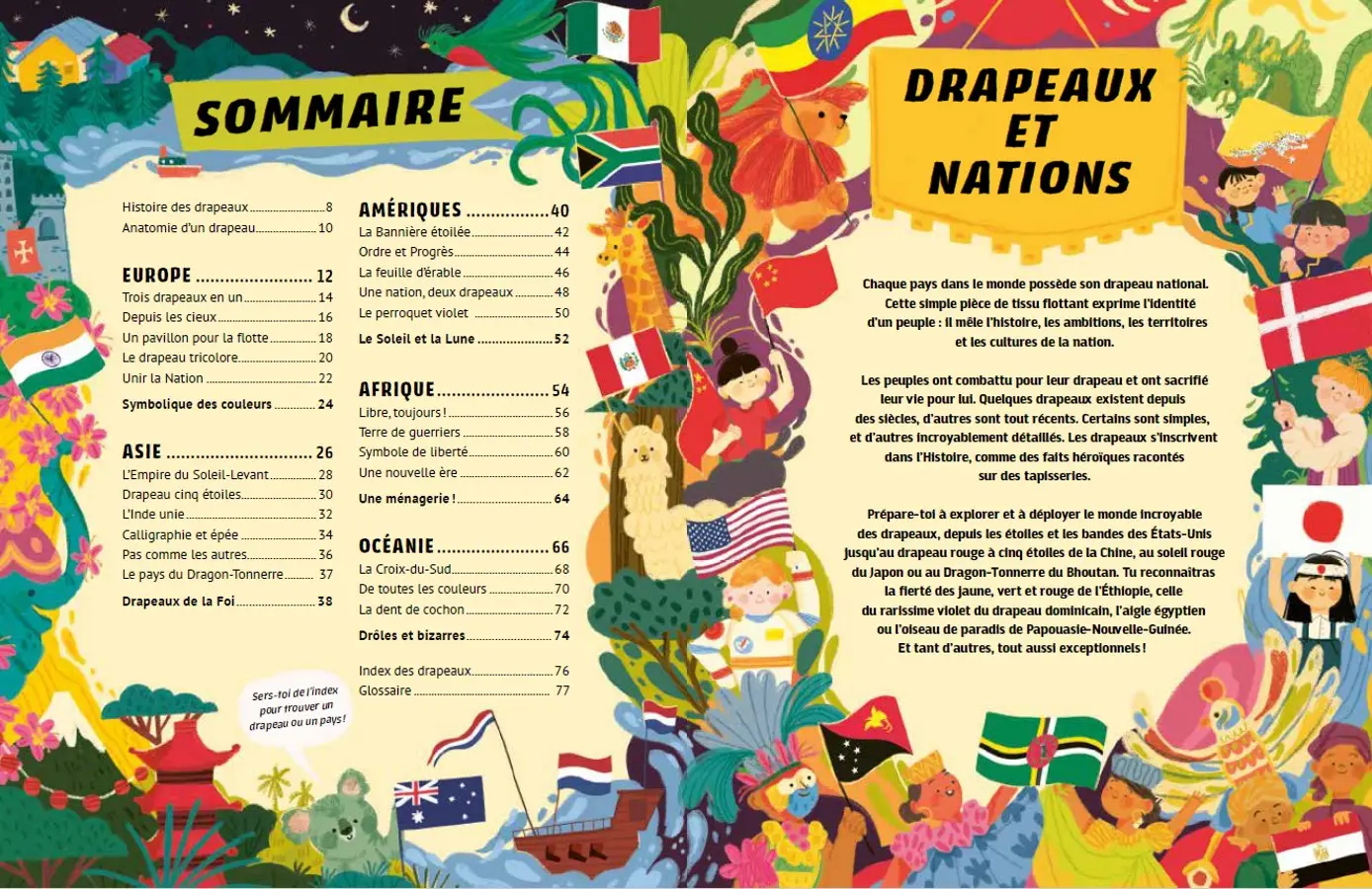 Drapeaux - La grande aventure des pays du monde - documentaire dès 7 ans - Livre documentaire - 9782095047344 - Pages intérieures 01