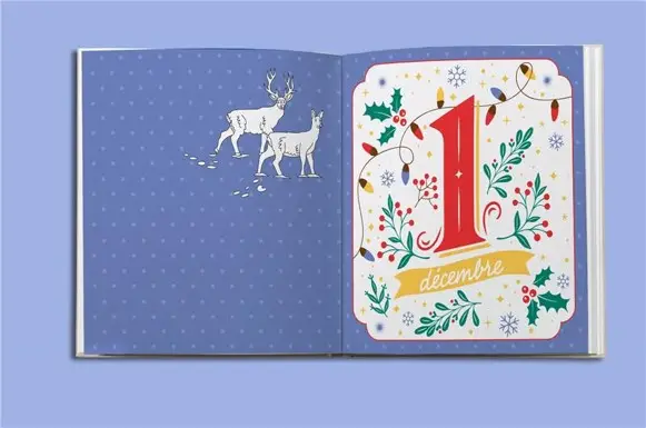 Coloriages de l'Avent - Noël cosy - Coloriage Adulte Bien-être 25 Illustrations magiques pour attendre Noël - Tout public/Adulte - Cahier d'activités - 9782095054564 - Pages intérieures 01