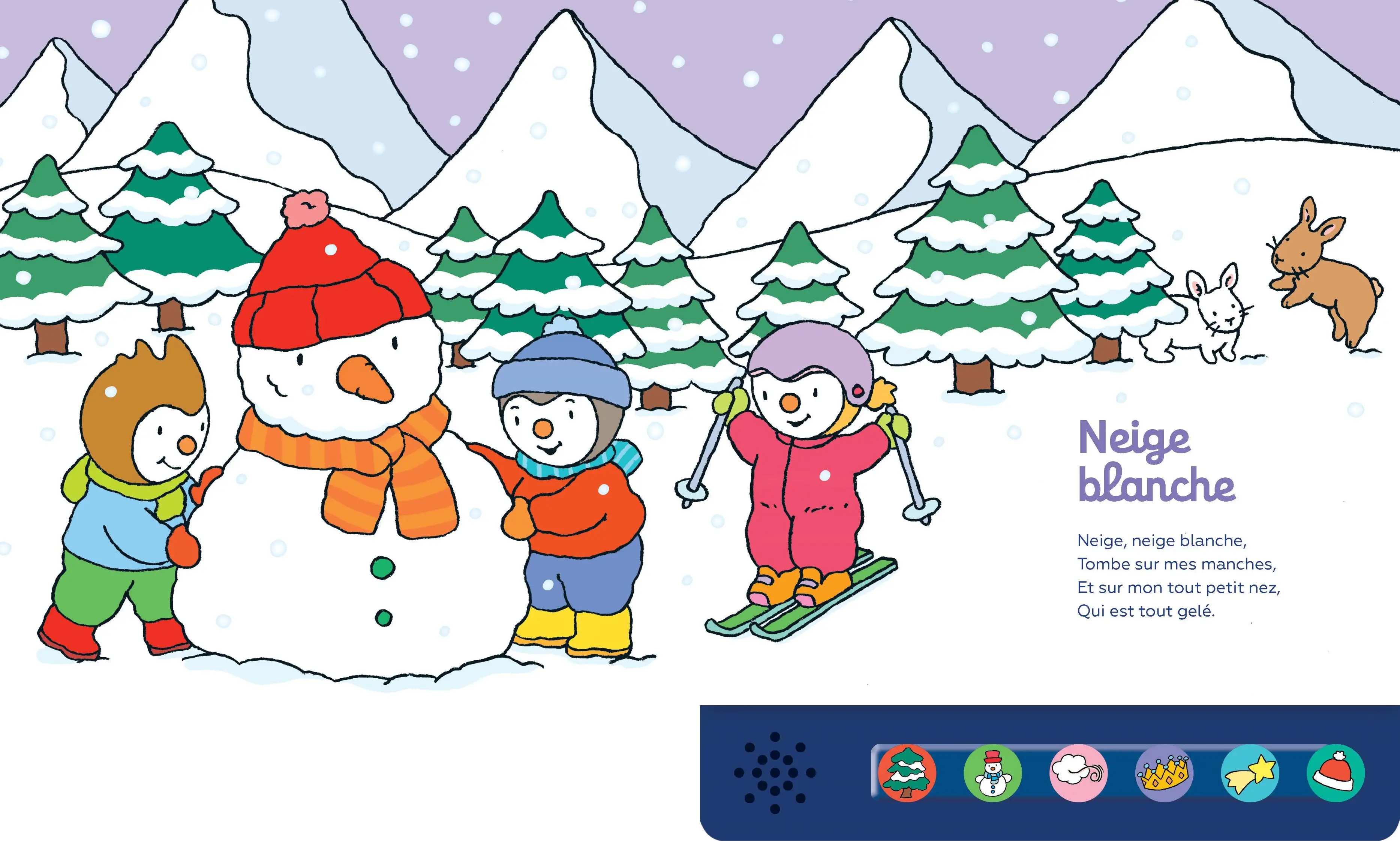 Comptines de Noël T'choupi - Livre musical 6 chansons pour enfant dès 2 ans - Livre d'éveil - 9782095056780 - Pages intérieures 01