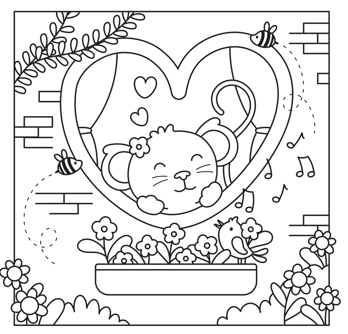 Mon petit monde cosy - I love you  - 30 adorables coloriages remplis d'amour rien que pour vous ! - Adulte - Cahier d'activités - 9782095057978 - Pages intérieures 01