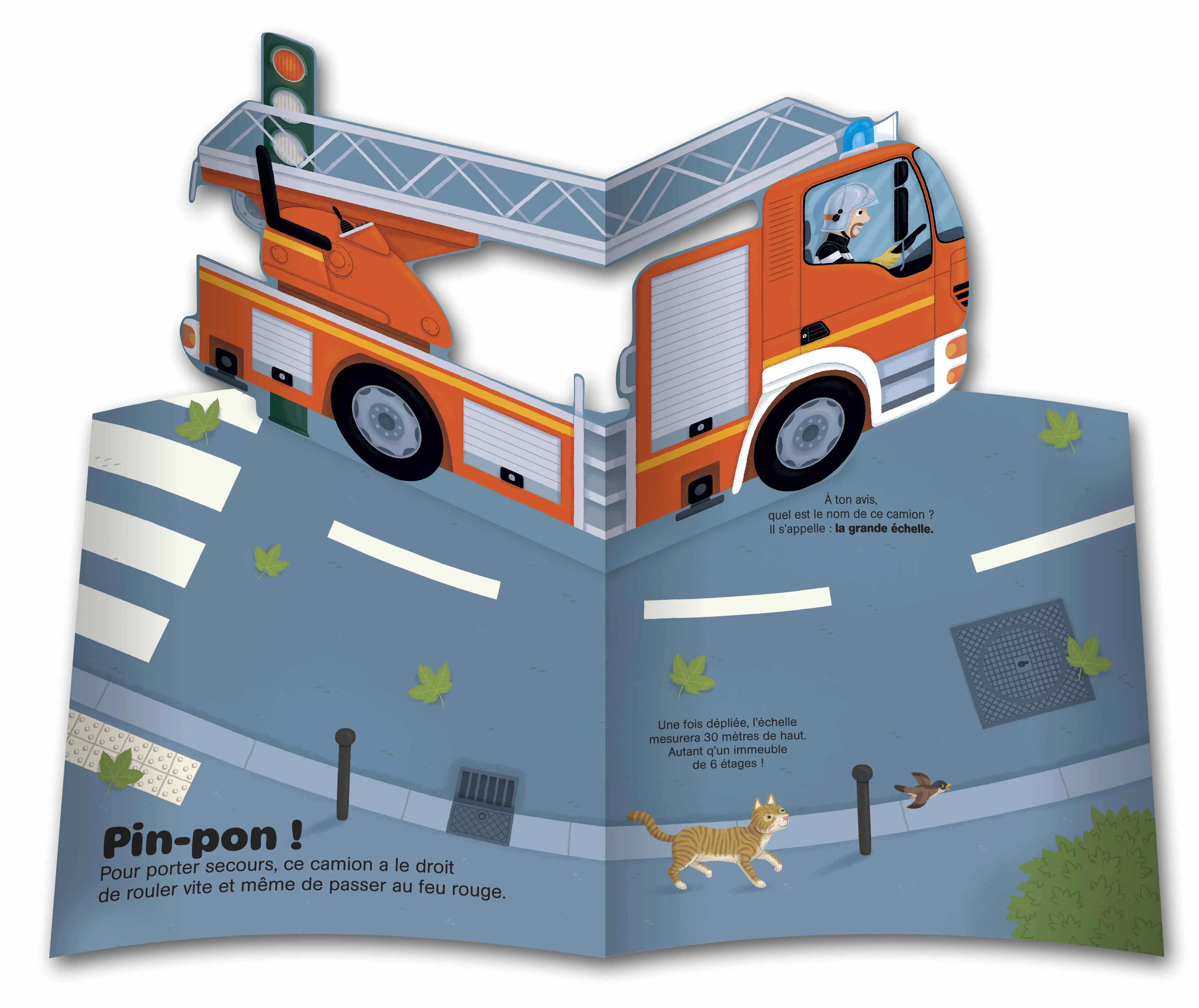 Les pompiers - Livre animé Kididoc - Dès 4 ans - Livre documentaire - 9782092549438 - Pages intérieures 02