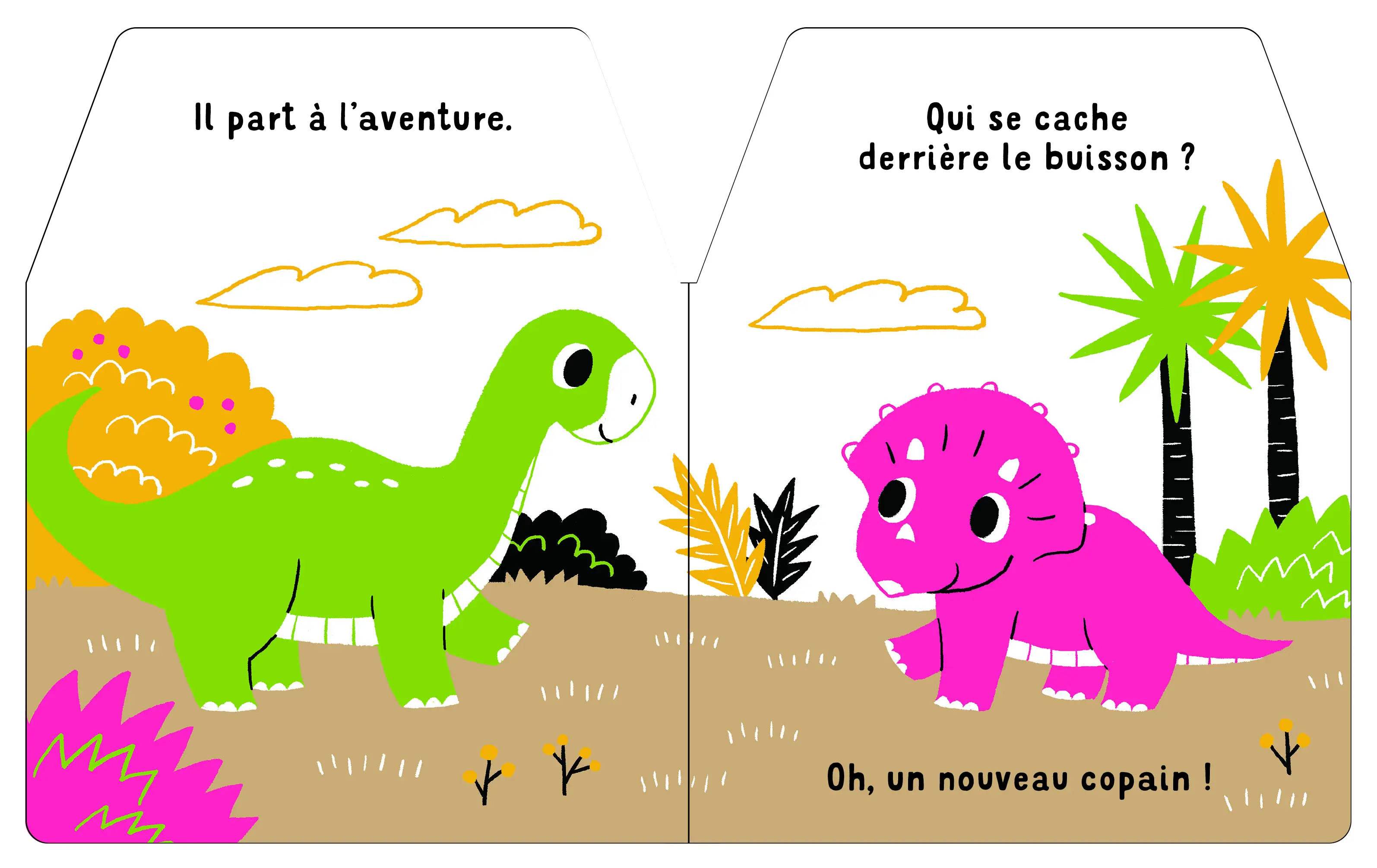 Cache cache petit dinosaure  - livre à toucher - dès 6 mois - Livre d'éveil - 9782092588024 - pages intérieures 02