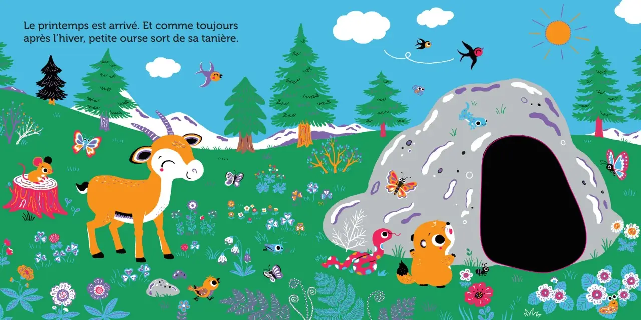 Promenade avec petite ourse - Pour découvrir la nature avec une adorable petite ourse - livre d'éveil animé pour les bébés dès 6 mois - Livre d'éveil - 9782095044527 - Pages intérieures 02