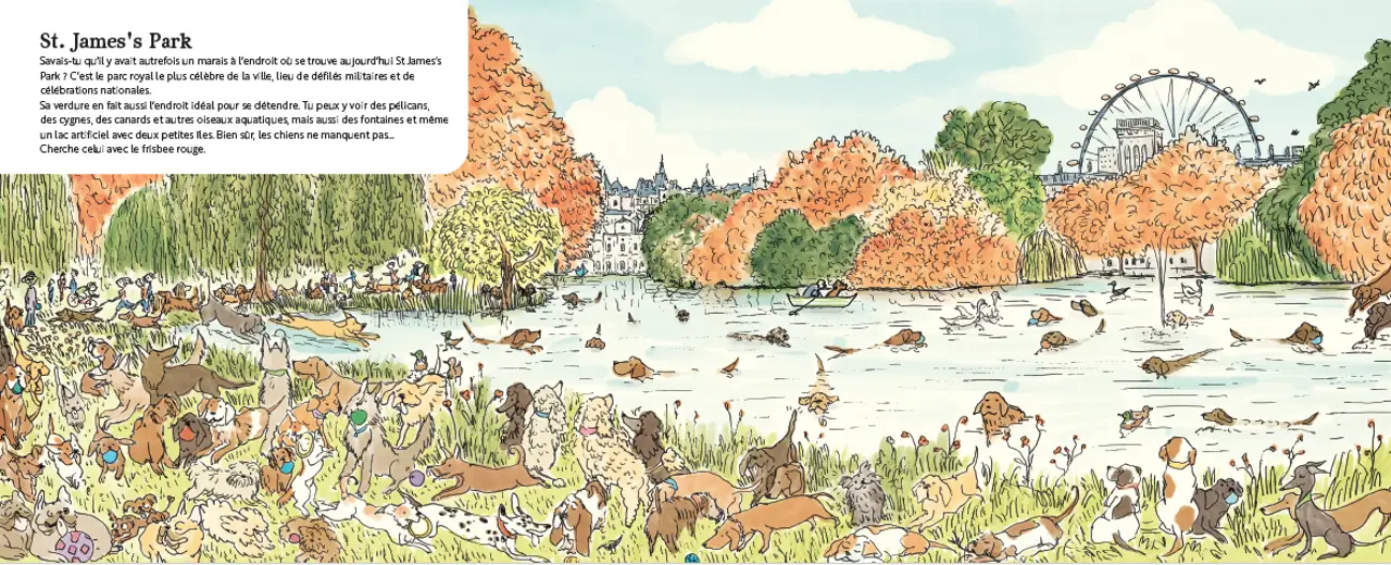 Cherche et trouve - Les chiens à Londres -  Livre-jeu d'observation pour enfants dès 6 ans - Album(s) - 9782095052522 - Pages intérieures 02