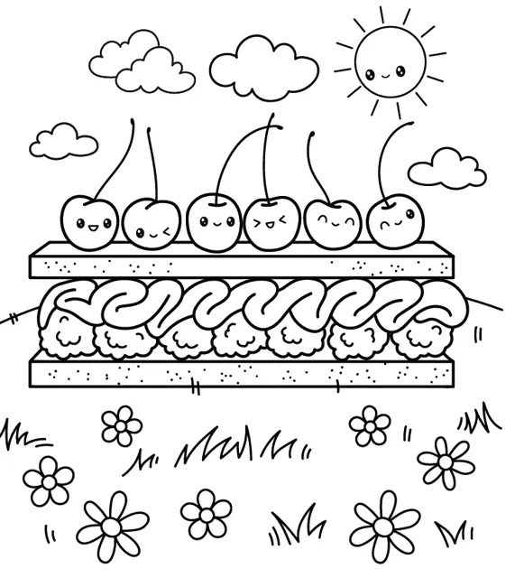 Mon petit monde cosy - So good - Livre de coloriage kawaii avec 30 dessins d'adorables gourmandises  - tout public - Cahier d'activités - 9782095057749 - Pages intérieures 02