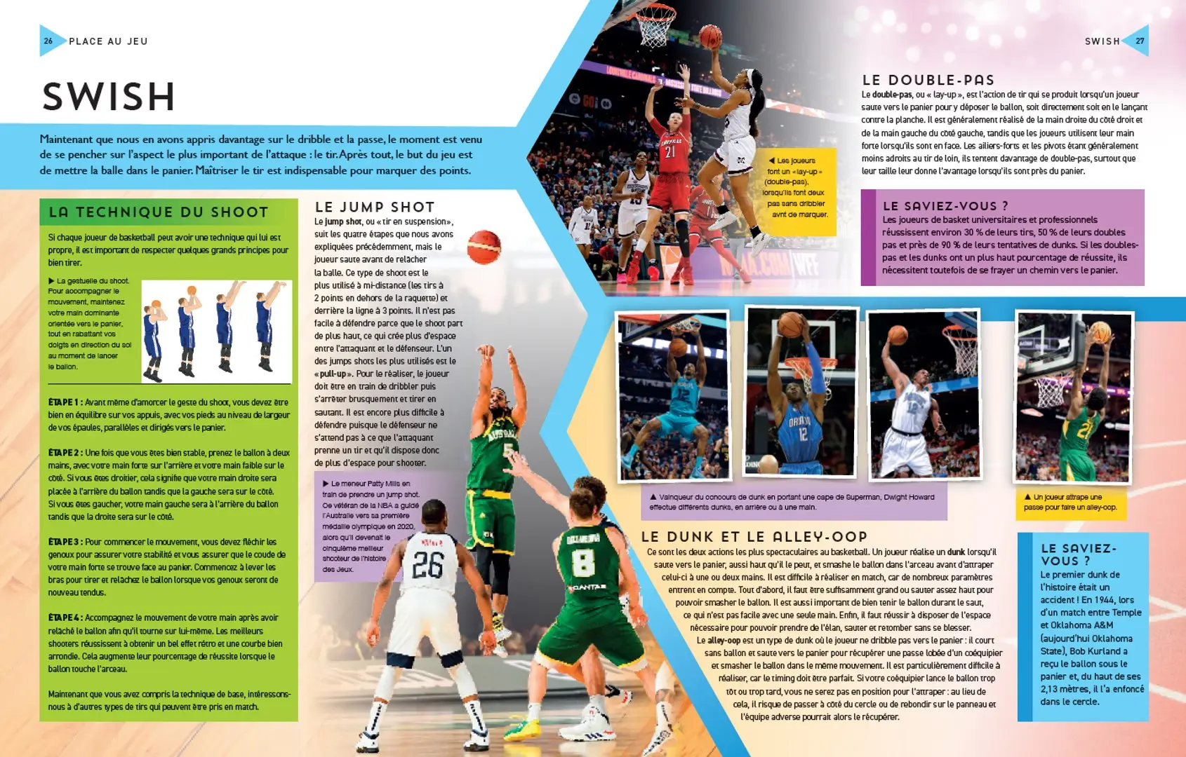 Tout sur le basket - L'encyclopédie illustrée ultime pour découvrir les stars, les records et la passion du jeu (dès 7 ans) - Livre documentaire - 9782095059088 - Pages intérieures 02